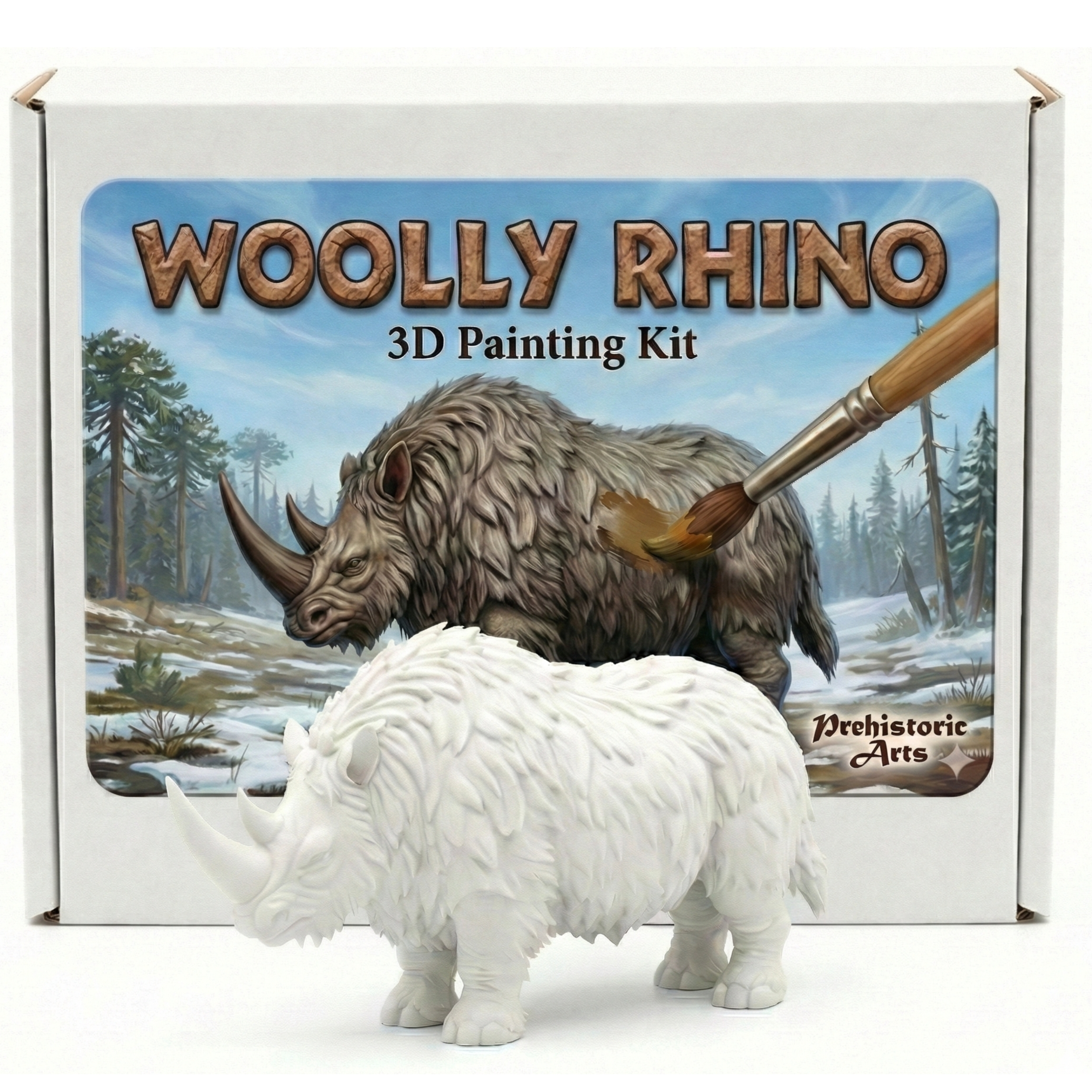 Unscroo DIY 3D Model Painting Kits - Ice Age Animals - 3D Printed Art & Craft Hobby Gift for Kids, Teens & Adults - Return Gift Sets (Wolly Rhino Single)