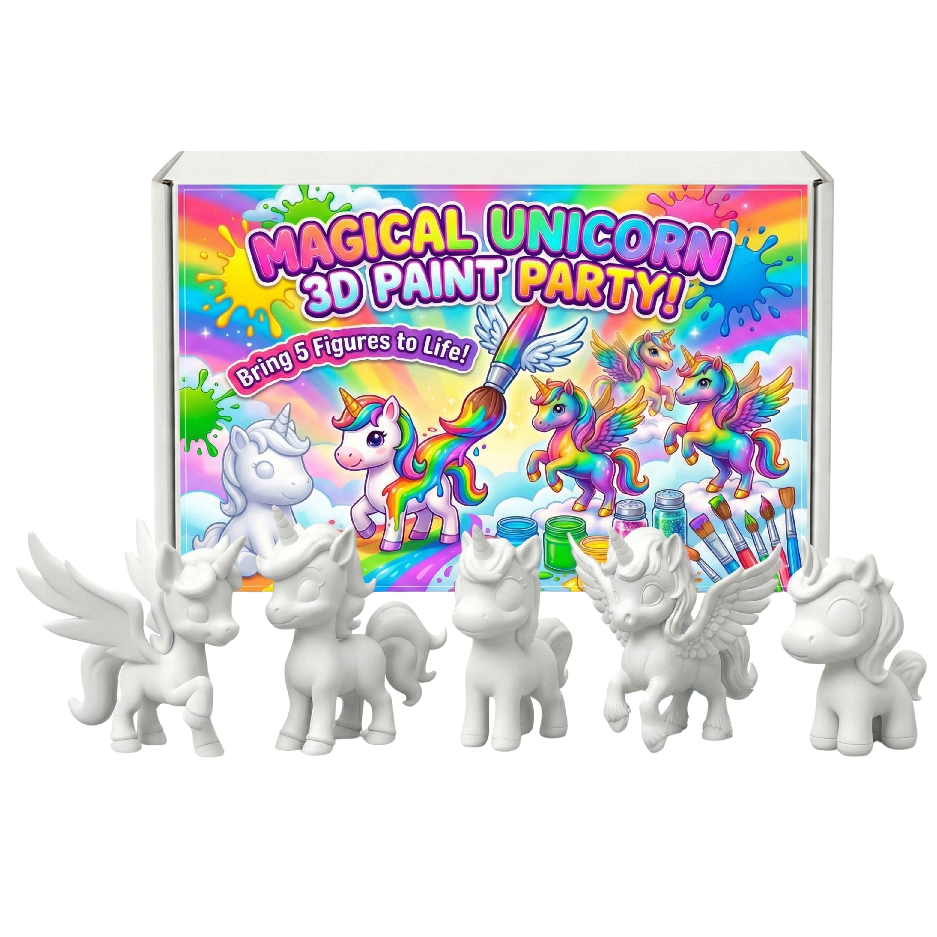 Unscroo DIY 3D Model Painting Kits - Unicorn Kit - 3D Printed Art & Craft Hobby Gift for Kids, Teens & Adults - Return Gift Sets (Unicorn Magic (5-Pack))