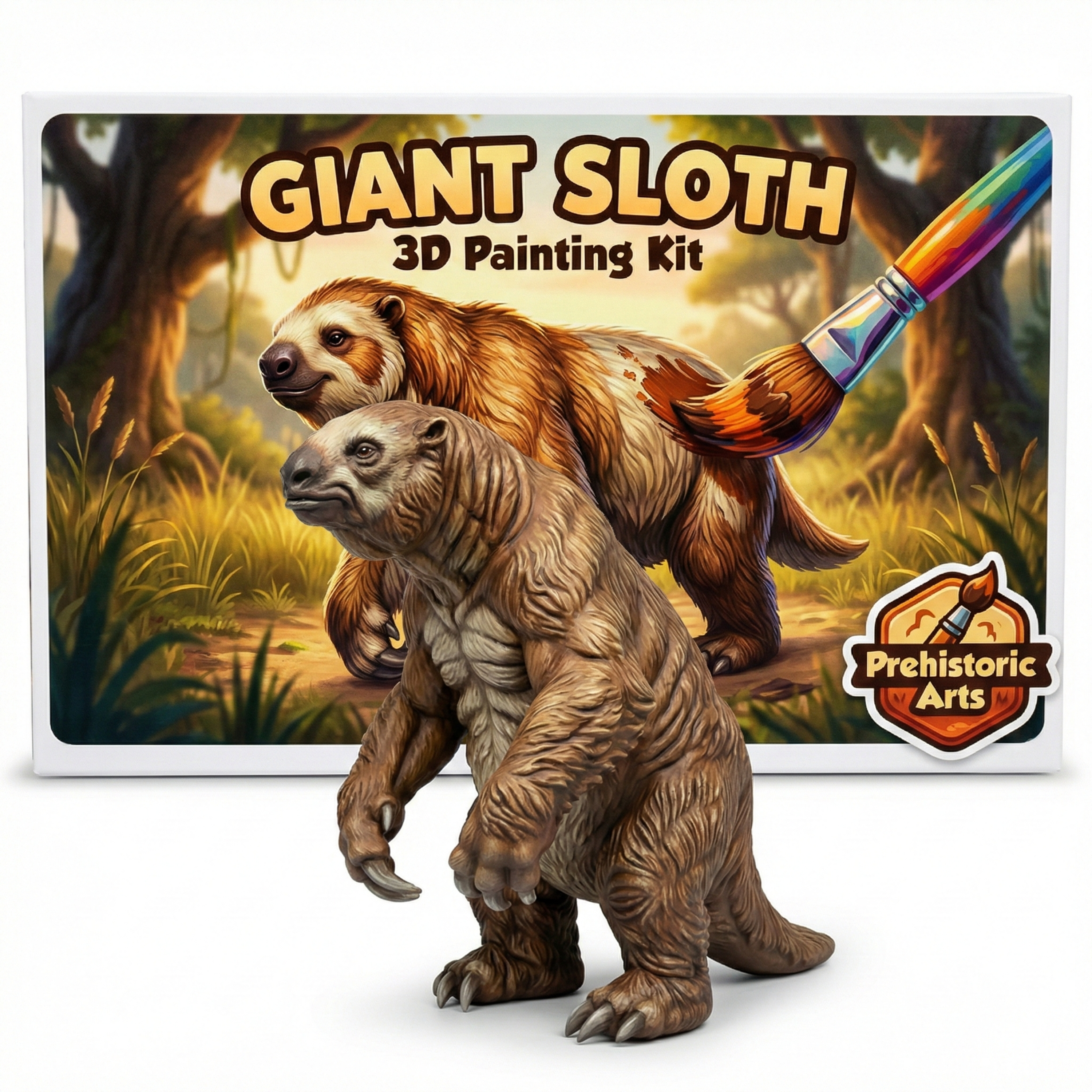 Unscroo DIY 3D Model Painting Kits - Ice Age Animals - 3D Printed Art & Craft Hobby Gift for Kids, Teens & Adults - Return Gift Sets (Giant Sloth Single)