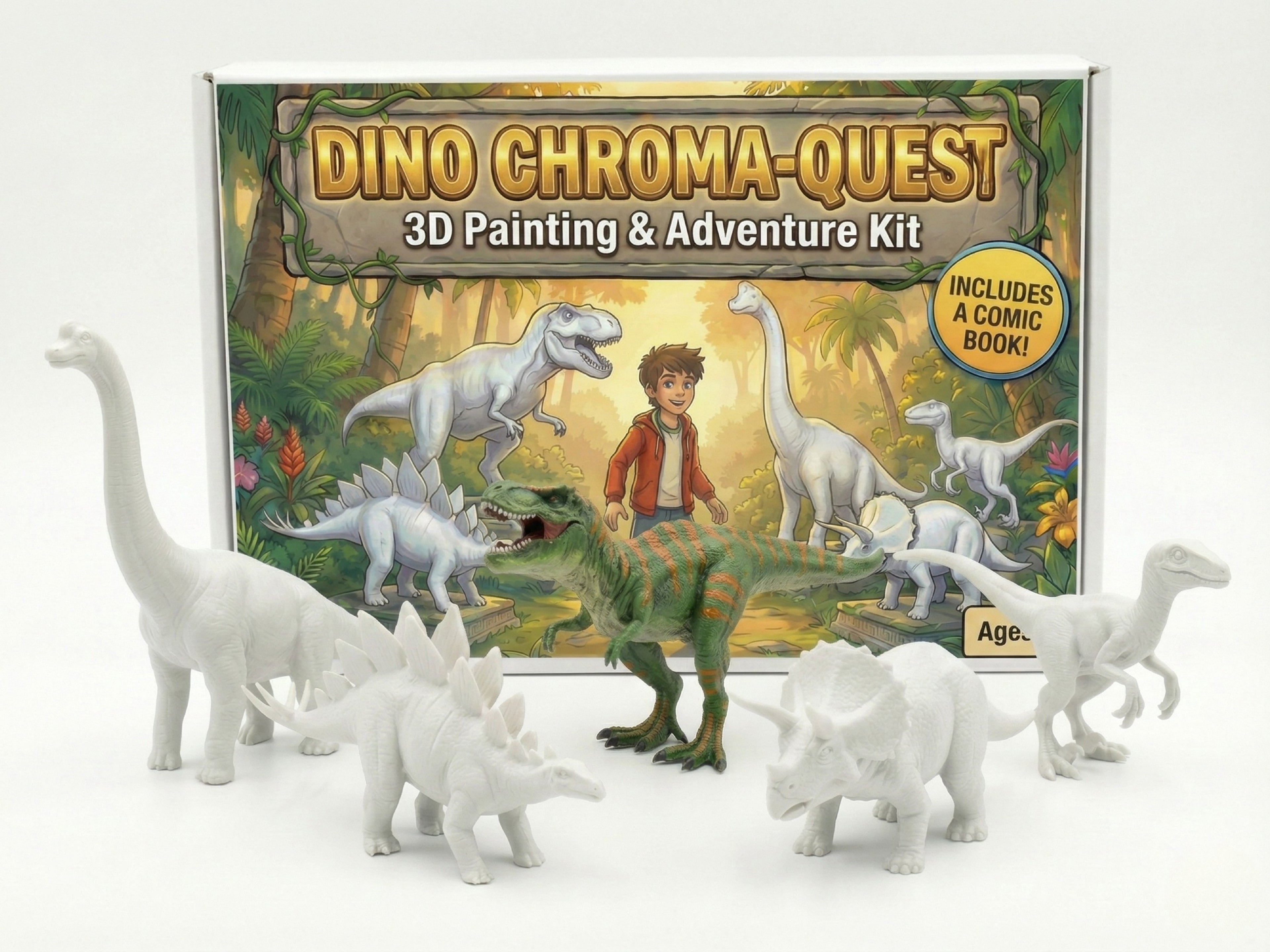 Unscroo DIY 3D Model Painting Kits - Dinosaurs Kit - 3D Printed Art & Craft Hobby Gift for Kids, Teens & Adults - Return Gift Sets (Dinosaur World (5-Pack))