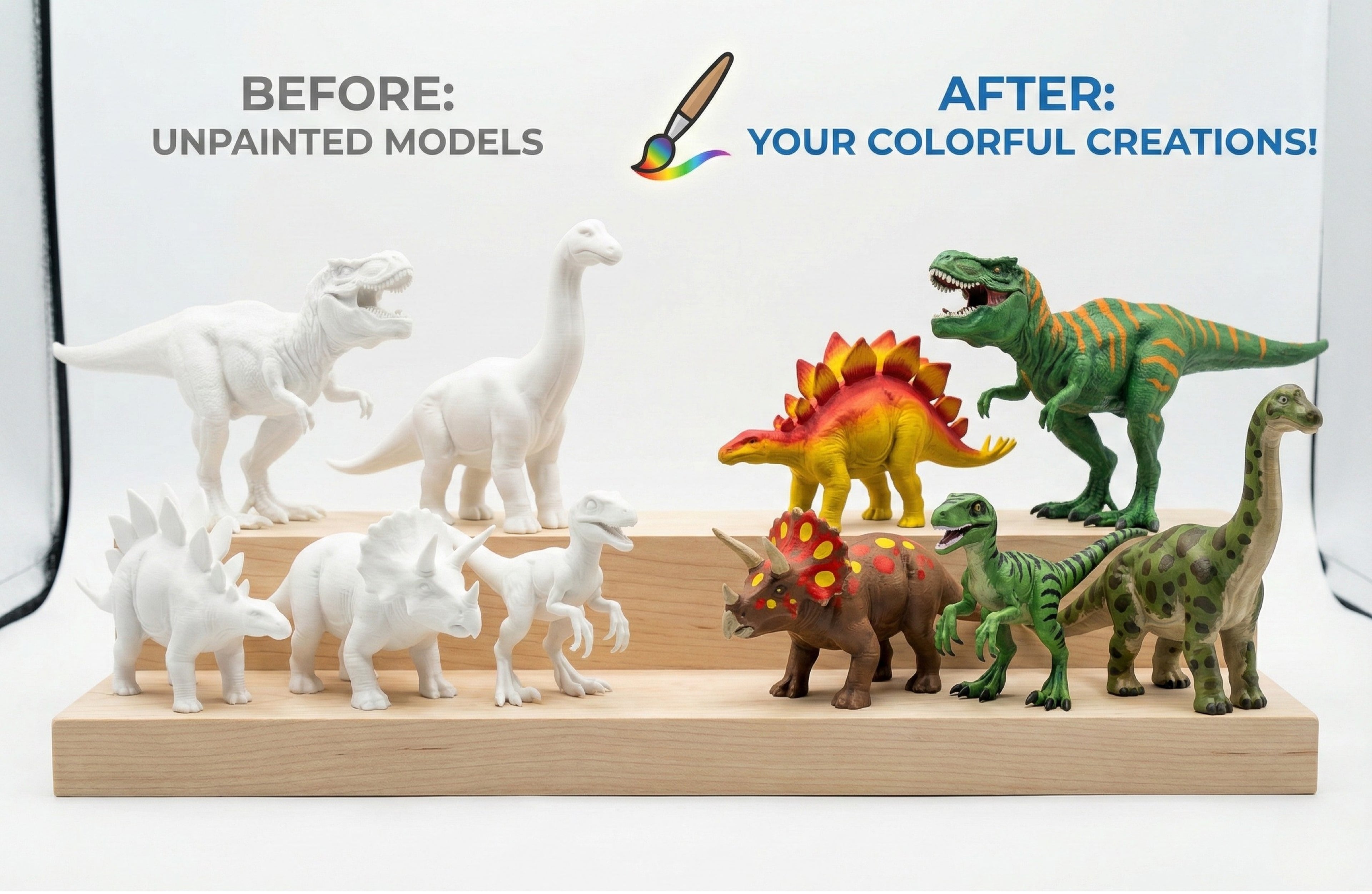Unscroo DIY 3D Model Painting Kits - Dinosaurs Kit - 3D Printed Art & Craft Hobby Gift for Kids, Teens & Adults - Return Gift Sets (Dinosaur World (5-Pack))