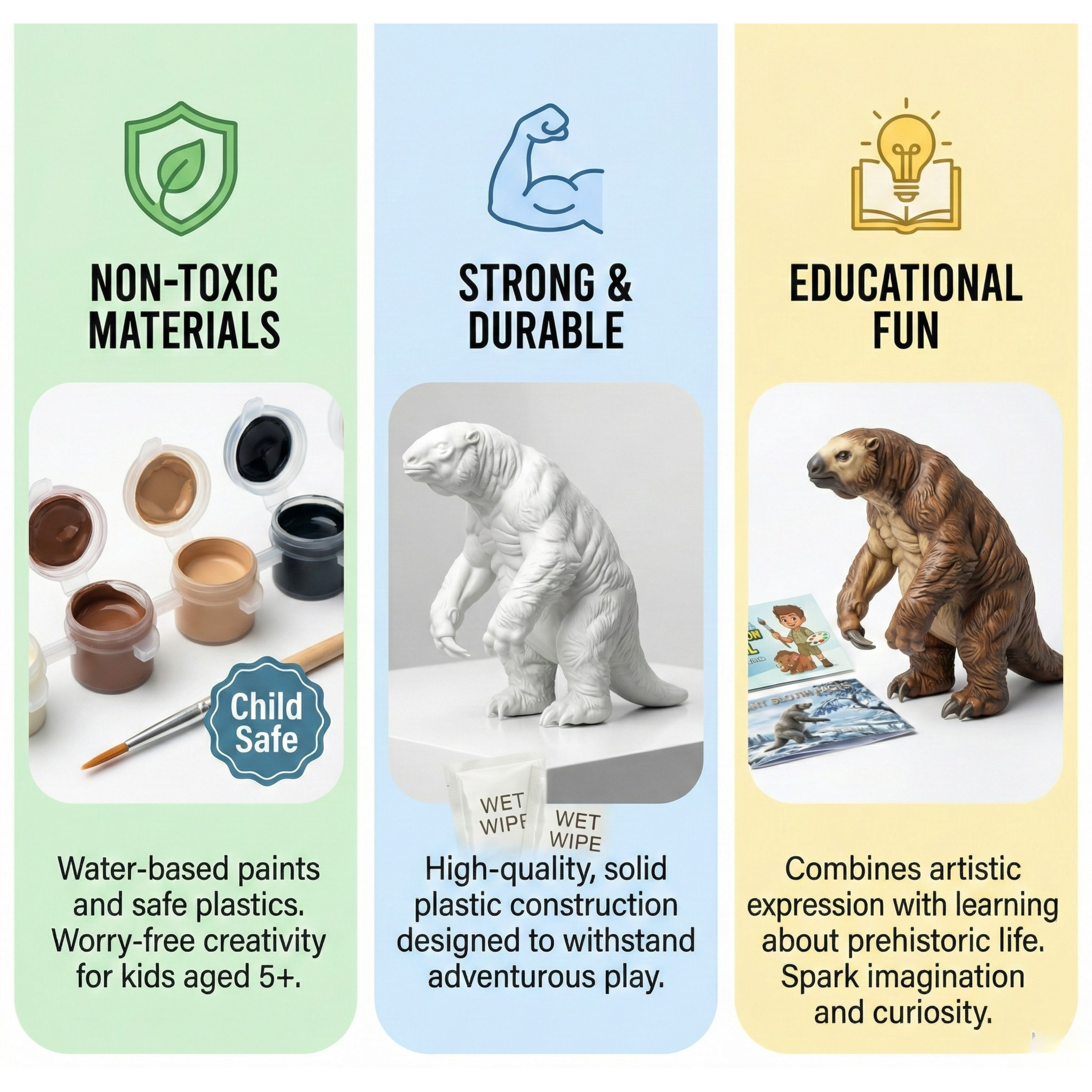 Unscroo DIY 3D Model Painting Kits - Ice Age Animals - 3D Printed Art & Craft Hobby Gift for Kids, Teens & Adults - Return Gift Sets (Giant Sloth Single)