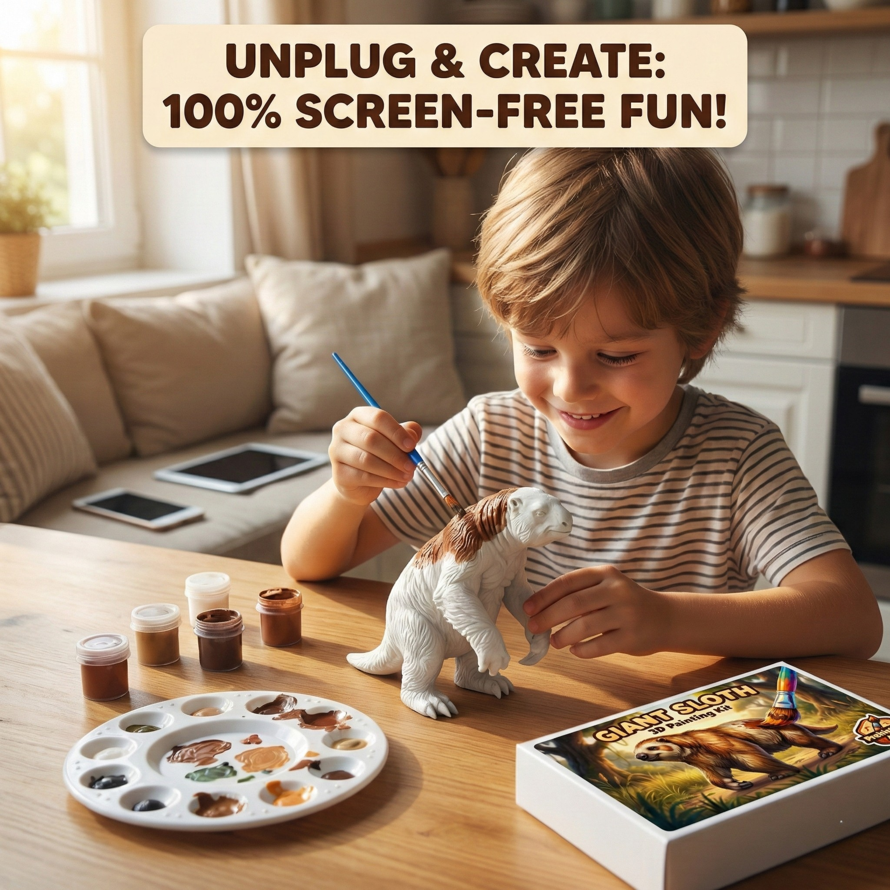 Unscroo DIY 3D Model Painting Kits - Ice Age Animals - 3D Printed Art & Craft Hobby Gift for Kids, Teens & Adults - Return Gift Sets (Giant Sloth Single)