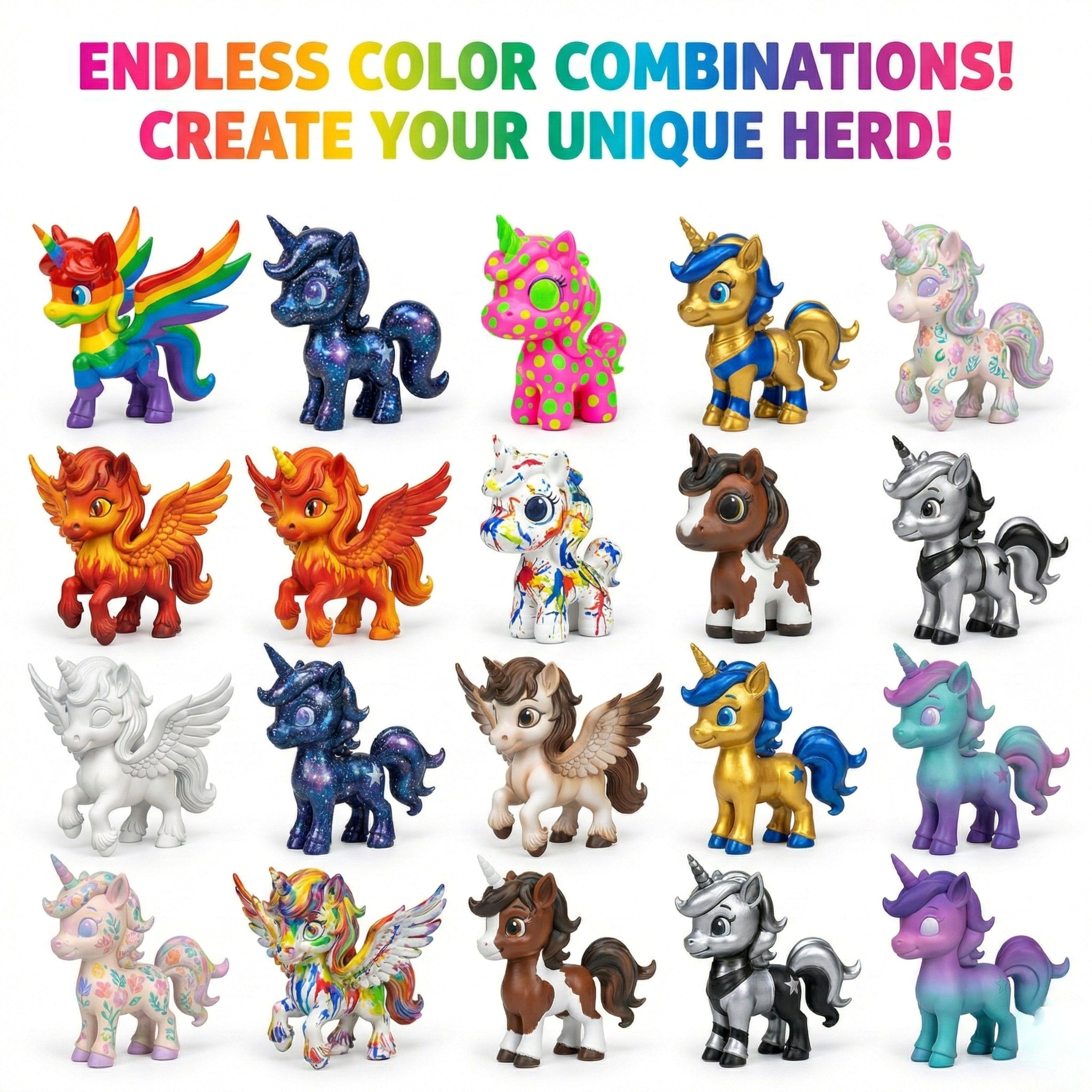 Unscroo DIY 3D Model Painting Kits - Unicorn Kit - 3D Printed Art & Craft Hobby Gift for Kids, Teens & Adults - Return Gift Sets (Unicorn Magic (5-Pack))