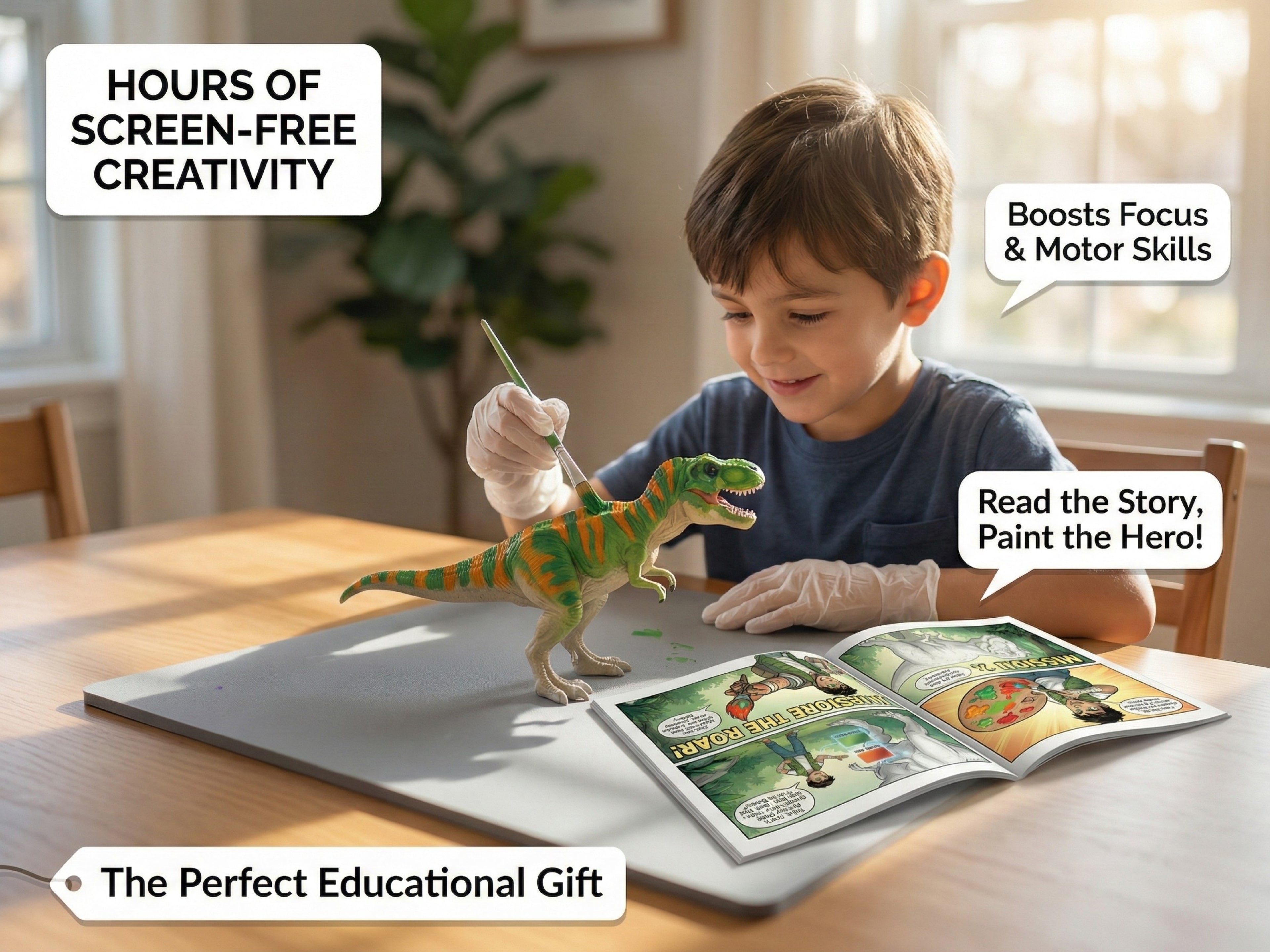 Unscroo DIY 3D Model Painting Kits - Dinosaurs Kit - 3D Printed Art & Craft Hobby Gift for Kids, Teens & Adults - Return Gift Sets (Dinosaur World (5-Pack))