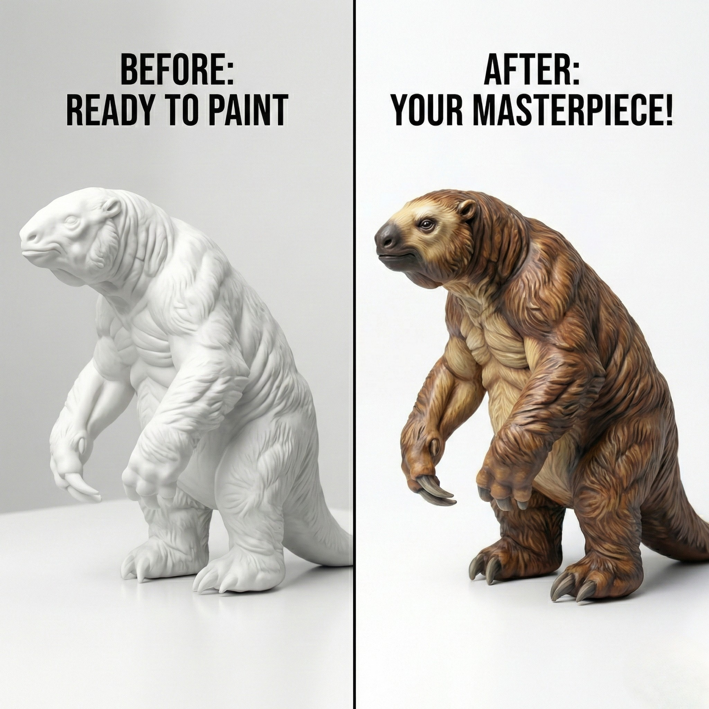 Unscroo DIY 3D Model Painting Kits - Ice Age Animals - 3D Printed Art & Craft Hobby Gift for Kids, Teens & Adults - Return Gift Sets (Giant Sloth Single)