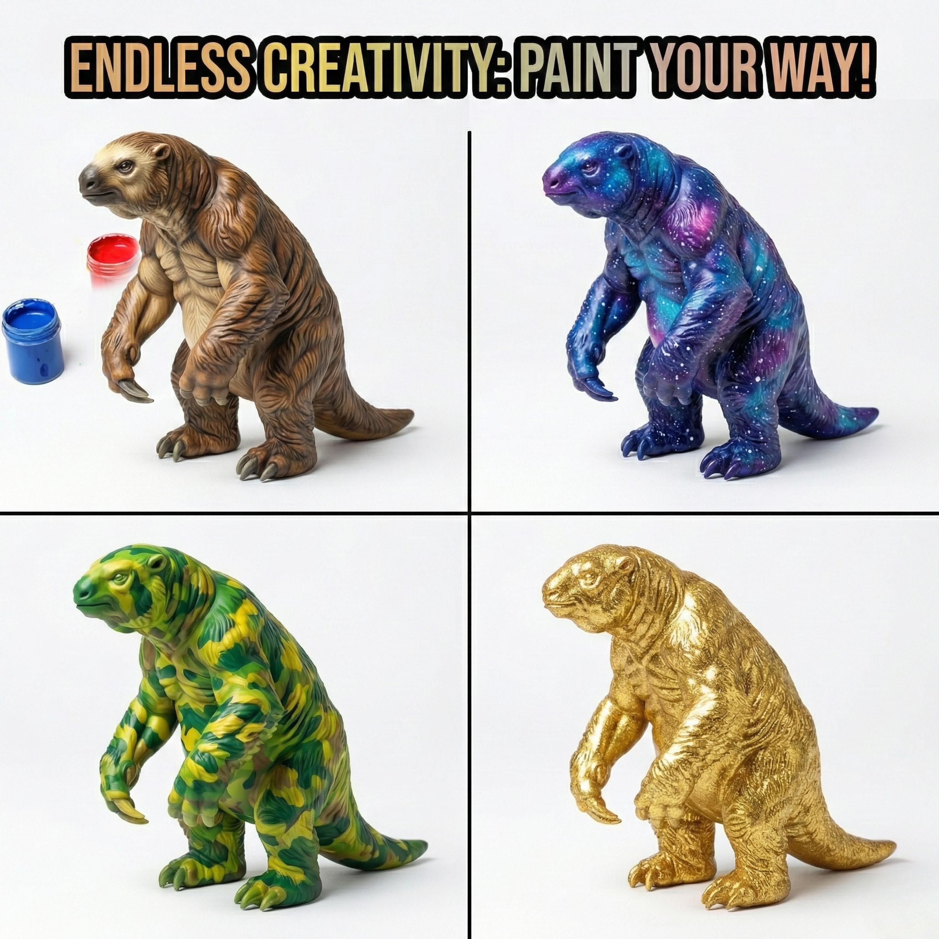 Unscroo DIY 3D Model Painting Kits - Ice Age Animals - 3D Printed Art & Craft Hobby Gift for Kids, Teens & Adults - Return Gift Sets (Giant Sloth Single)