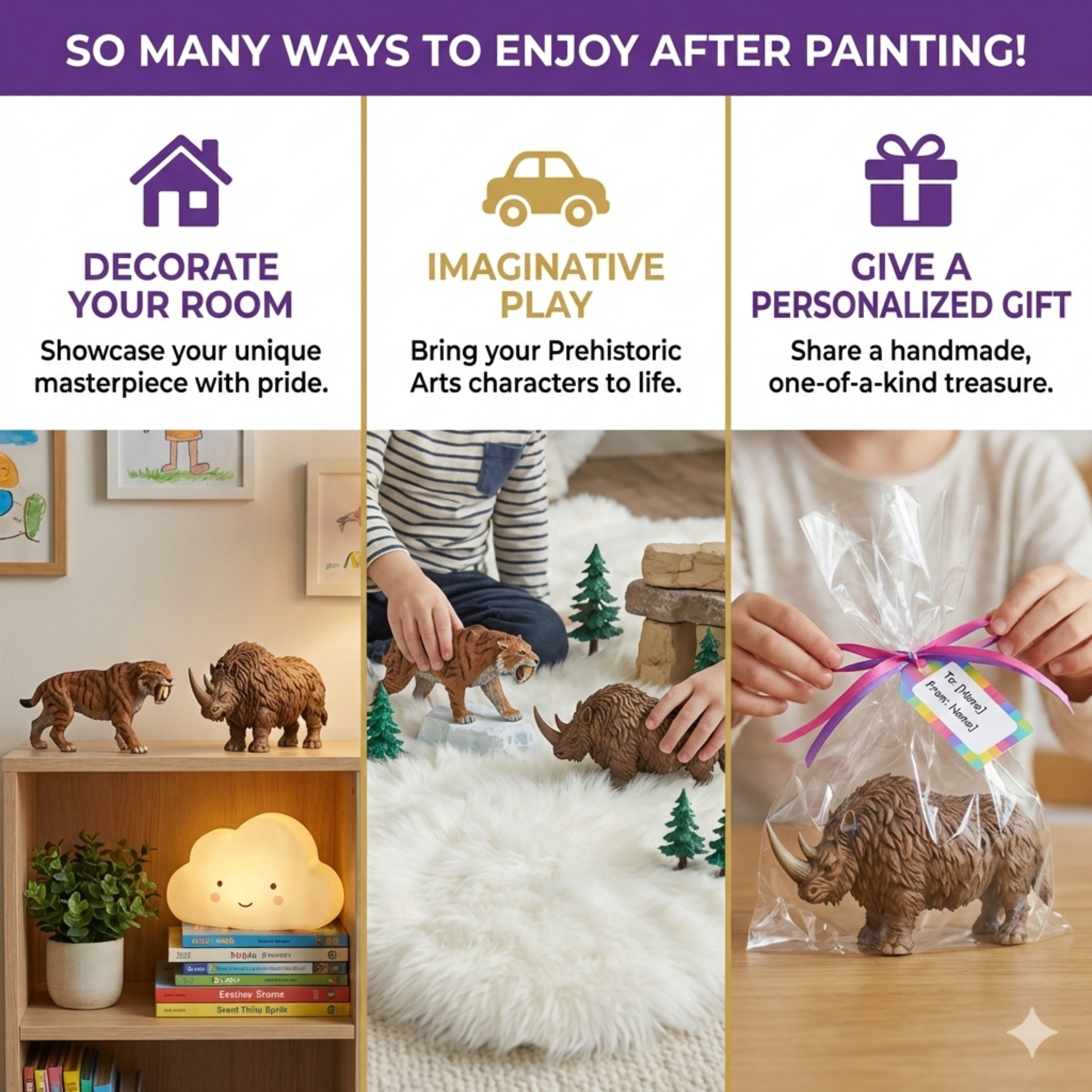 Unscroo DIY 3D Model Painting Kits - Ice Age Animals - 3D Printed Art & Craft Hobby Gift for Kids, Teens & Adults - Return Gift Sets (Wolly Rhino Single)