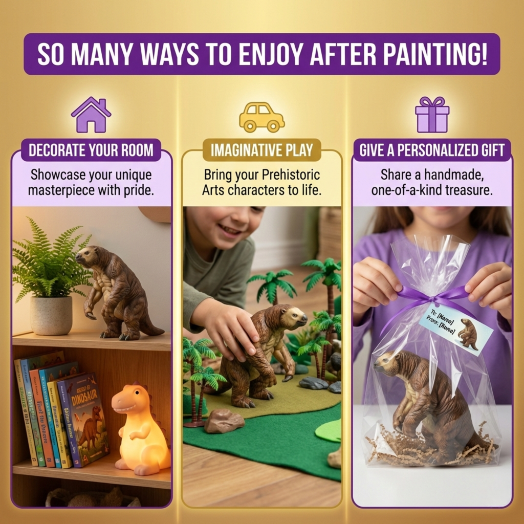 Unscroo DIY 3D Model Painting Kits - Ice Age Animals - 3D Printed Art & Craft Hobby Gift for Kids, Teens & Adults - Return Gift Sets (Giant Sloth Single)