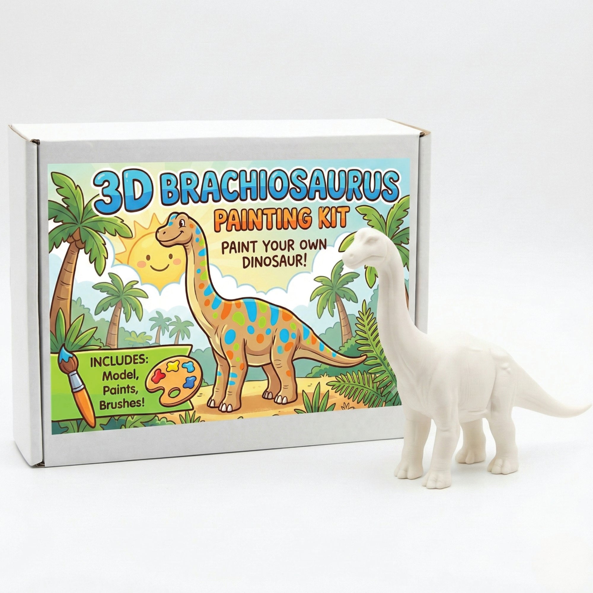 Unscroo DIY 3D Model Painting Kits - Dinosaurs - 3D Printed Art & Craft Hobby Gift for Kids, Teens & Adults - Return Gift Sets (Brachiosaurus Single)