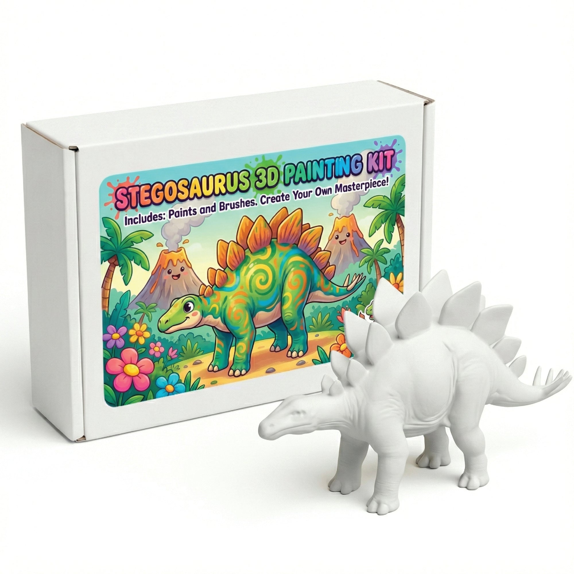 Unscroo DIY 3D Model Painting Kits - Dinosaurs - 3D Printed Art & Craft Hobby Gift for Kids, Teens & Adults - Return Gift Sets (Stegosaurus Single)