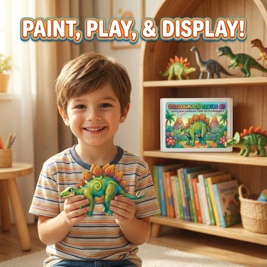 Unscroo DIY 3D Model Painting Kits - Dinosaurs - 3D Printed Art & Craft Hobby Gift for Kids, Teens & Adults - Return Gift Sets (Stegosaurus Single)