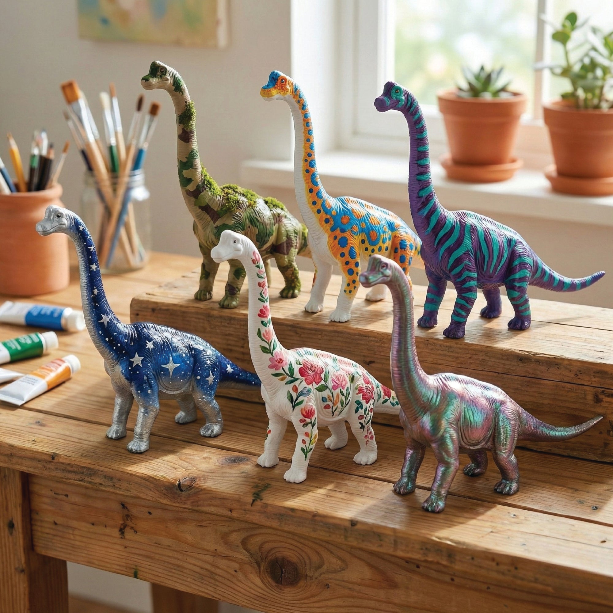 Unscroo DIY 3D Model Painting Kits - Dinosaurs - 3D Printed Art & Craft Hobby Gift for Kids, Teens & Adults - Return Gift Sets (Brachiosaurus Single)