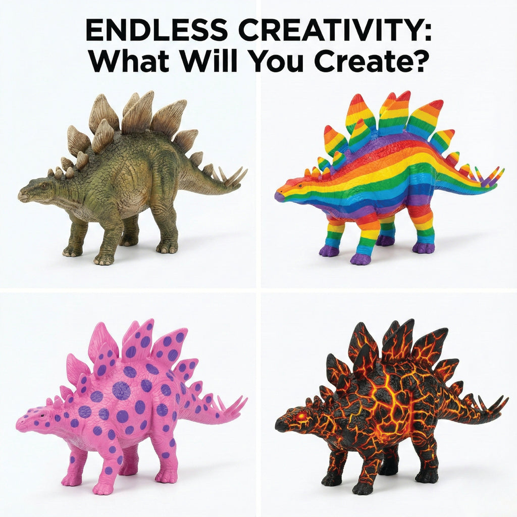 Unscroo DIY 3D Model Painting Kits - Dinosaurs - 3D Printed Art & Craft Hobby Gift for Kids, Teens & Adults - Return Gift Sets (Stegosaurus Single)