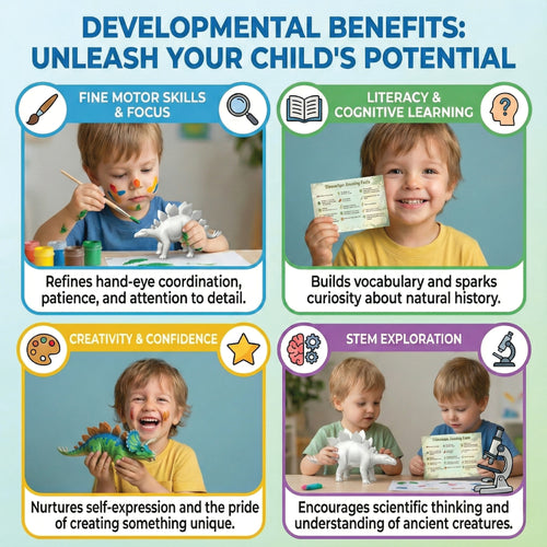 Unscroo DIY 3D Model Painting Kits - Dinosaurs - 3D Printed Art & Craft Hobby Gift for Kids, Teens & Adults - Return Gift Sets (Stegosaurus Single)