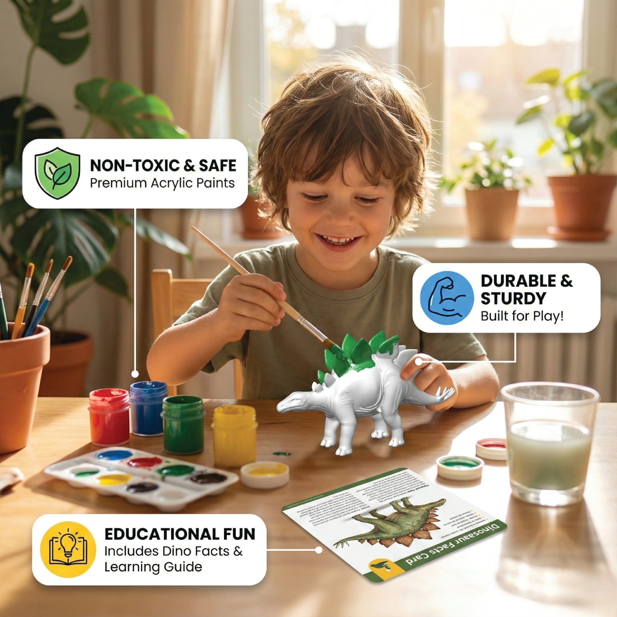 Unscroo DIY 3D Model Painting Kits - Dinosaurs - 3D Printed Art & Craft Hobby Gift for Kids, Teens & Adults - Return Gift Sets (Stegosaurus Single)