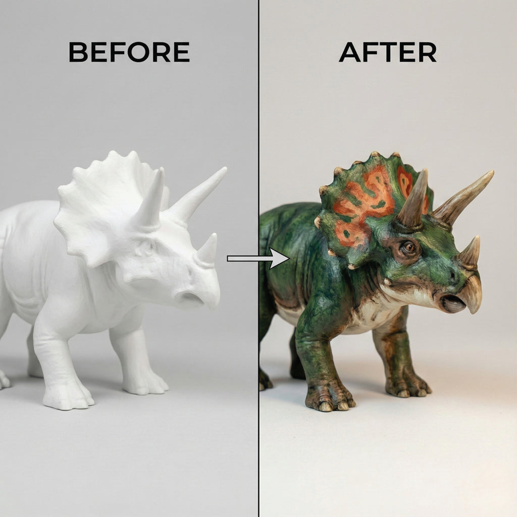 Unscroo DIY 3D Model Painting Kits - Dinosaurs - 3D Printed Art & Craft Hobby Gift for Kids, Teens & Adults - Return Gift Sets (Triceratops Single)