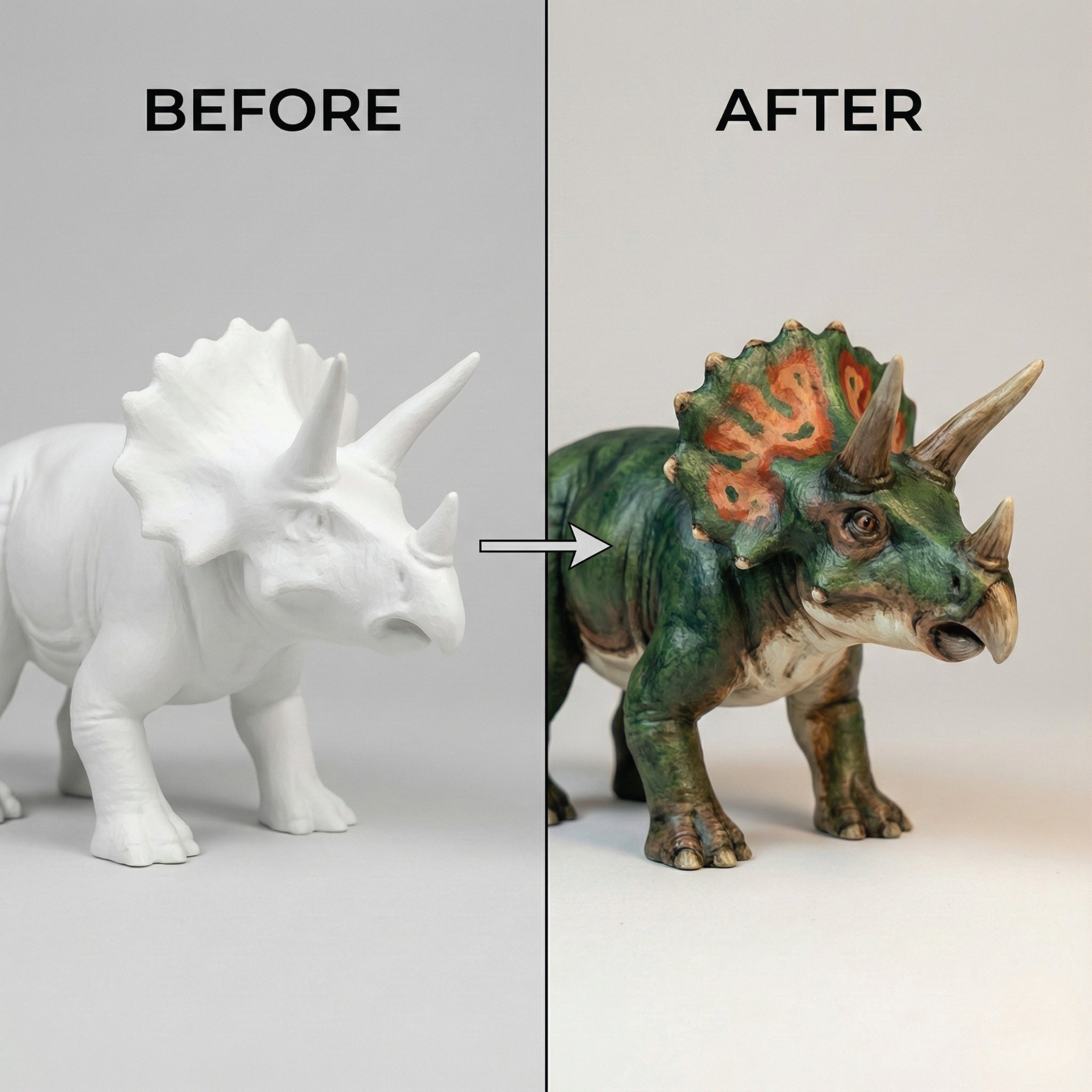Unscroo DIY 3D Model Painting Kits - Dinosaurs - 3D Printed Art & Craft Hobby Gift for Kids, Teens & Adults - Return Gift Sets (Triceratops Single)