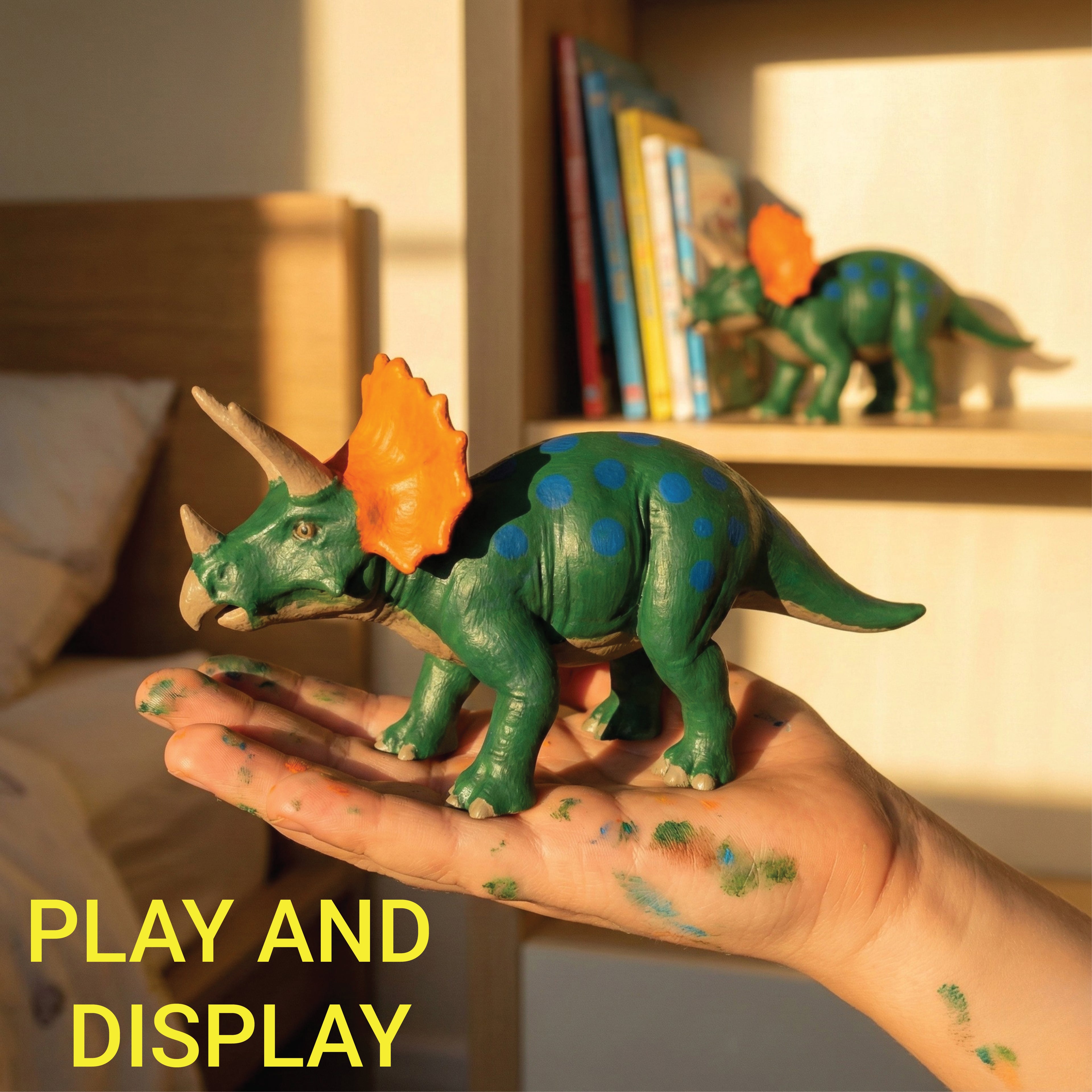 Unscroo DIY 3D Model Painting Kits - Dinosaurs - 3D Printed Art & Craft Hobby Gift for Kids, Teens & Adults - Return Gift Sets (Triceratops Single)