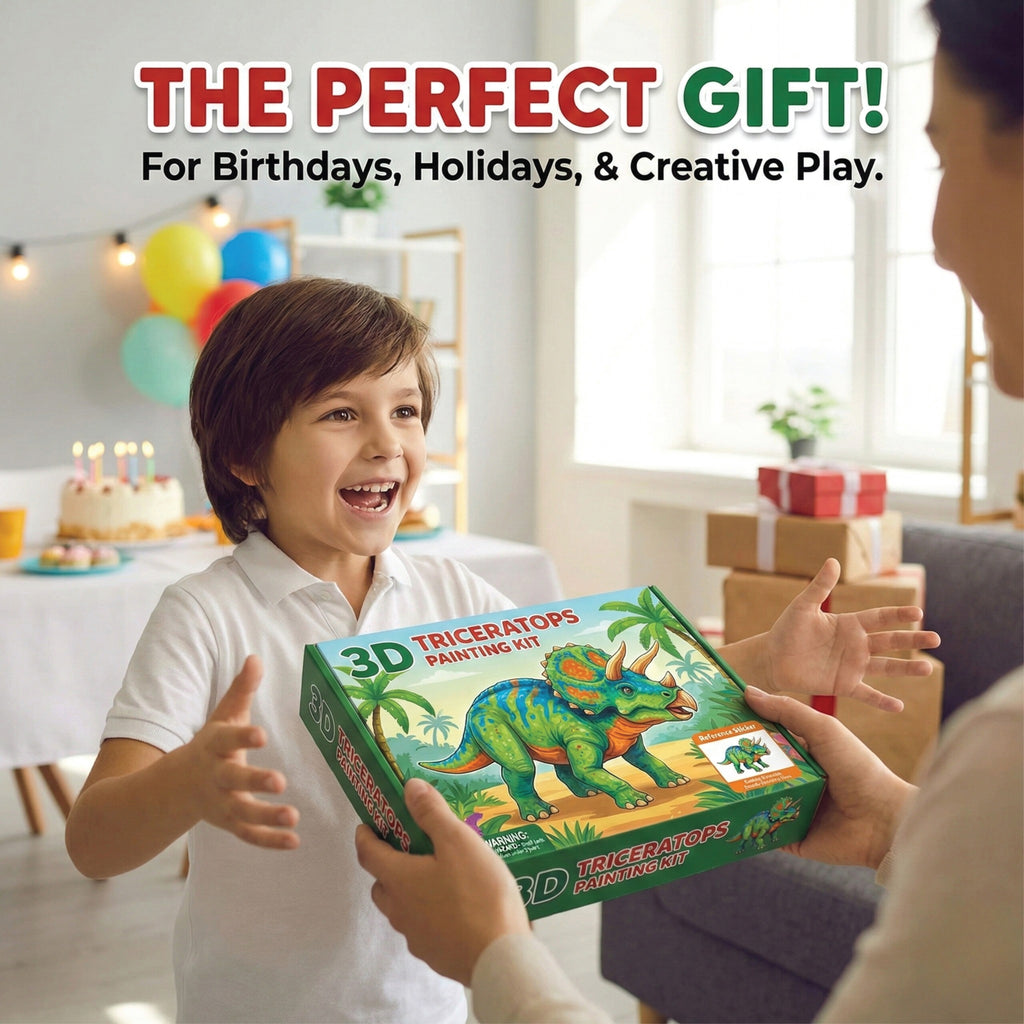 Unscroo DIY 3D Model Painting Kits - Dinosaurs - 3D Printed Art & Craft Hobby Gift for Kids, Teens & Adults - Return Gift Sets (Triceratops Single)