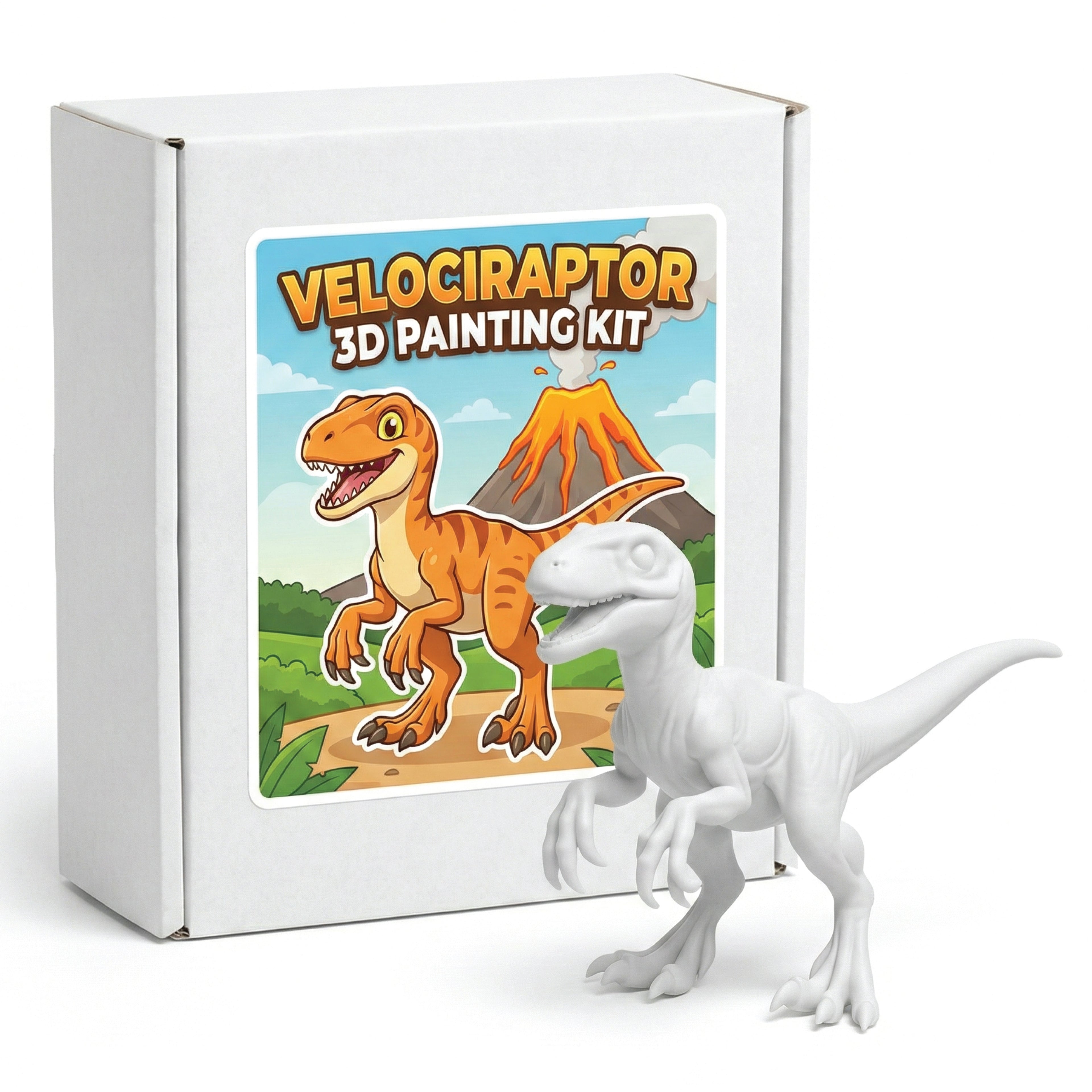 Unscroo DIY 3D Model Painting Kits - Dinosaurs - 3D Printed Art & Craft Hobby Gift for Kids, Teens & Adults - Return Gift Sets (Velpciraptor Single)