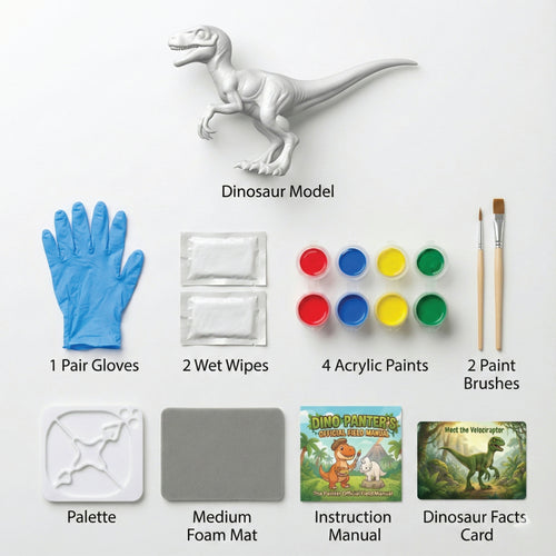 Unscroo DIY 3D Model Painting Kits - Dinosaurs - 3D Printed Art & Craft Hobby Gift for Kids, Teens & Adults - Return Gift Sets (Velpciraptor Single)