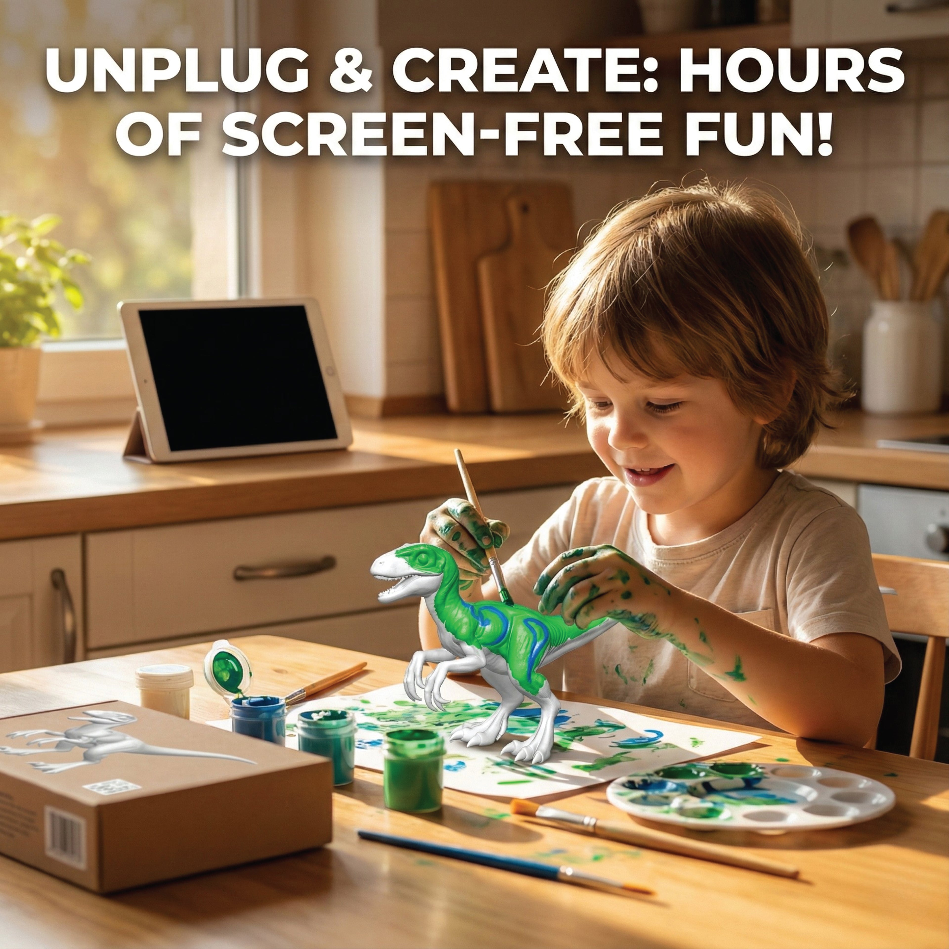 Unscroo DIY 3D Model Painting Kits - Dinosaurs - 3D Printed Art & Craft Hobby Gift for Kids, Teens & Adults - Return Gift Sets (Velpciraptor Single)