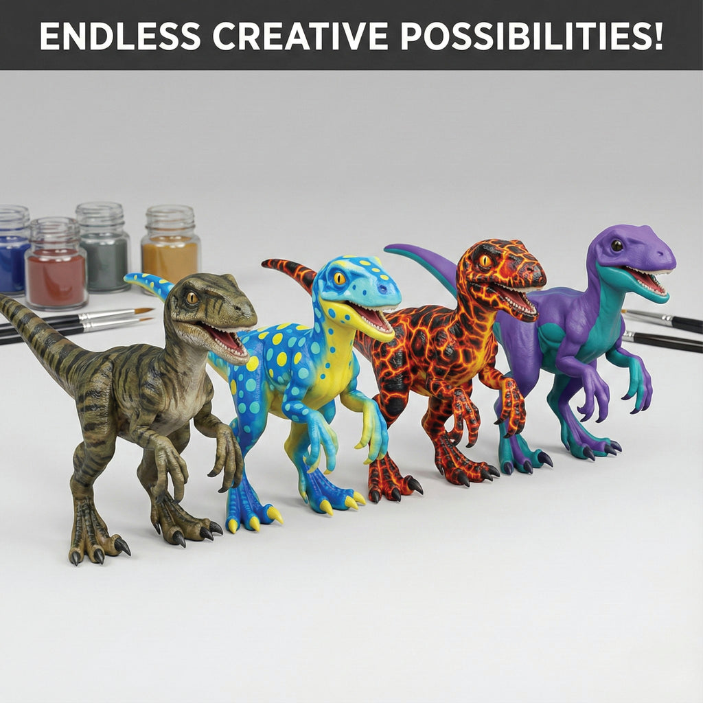 Unscroo DIY 3D Model Painting Kits - Dinosaurs - 3D Printed Art & Craft Hobby Gift for Kids, Teens & Adults - Return Gift Sets (Velpciraptor Single)