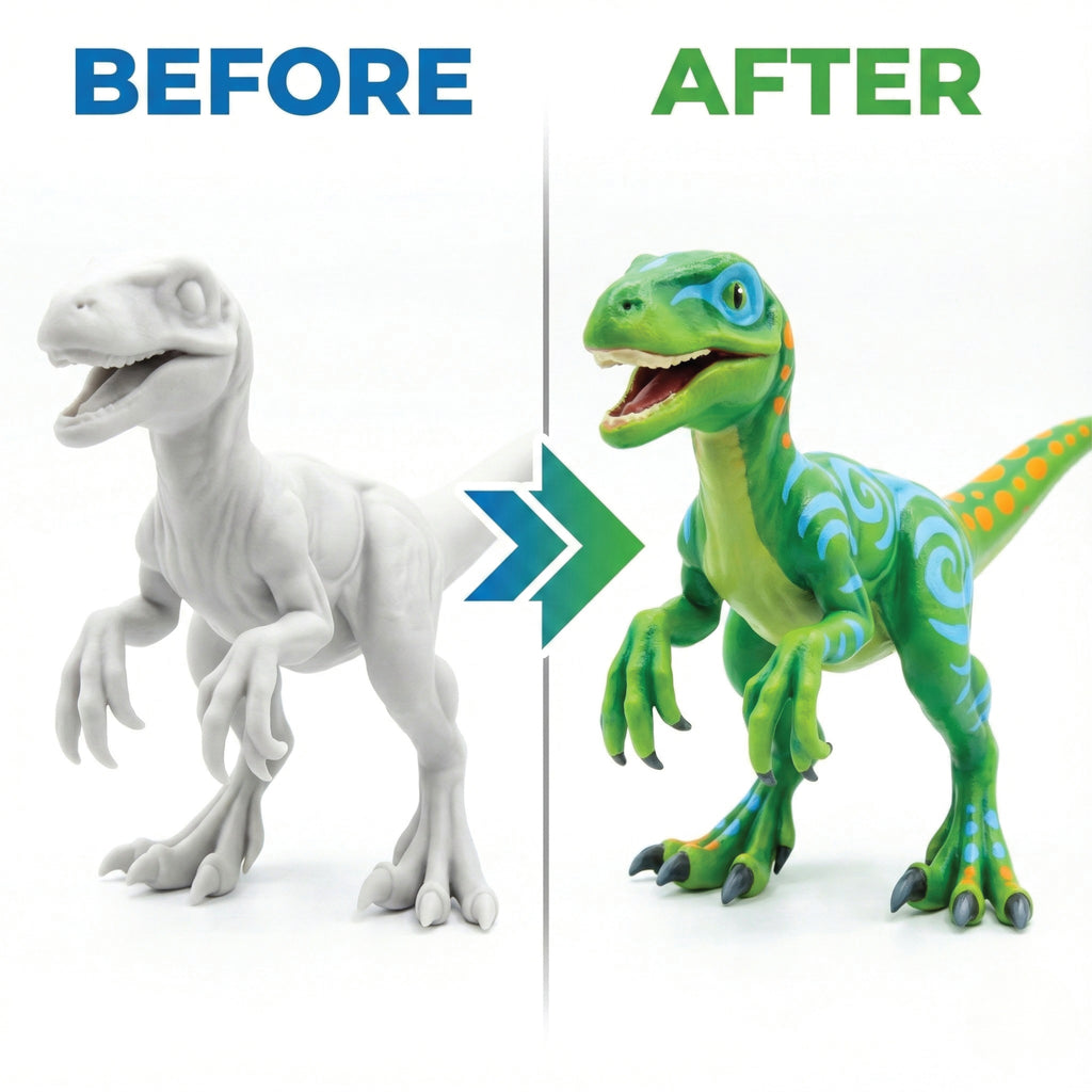 Unscroo DIY 3D Model Painting Kits - Dinosaurs - 3D Printed Art & Craft Hobby Gift for Kids, Teens & Adults - Return Gift Sets (Velpciraptor Single)