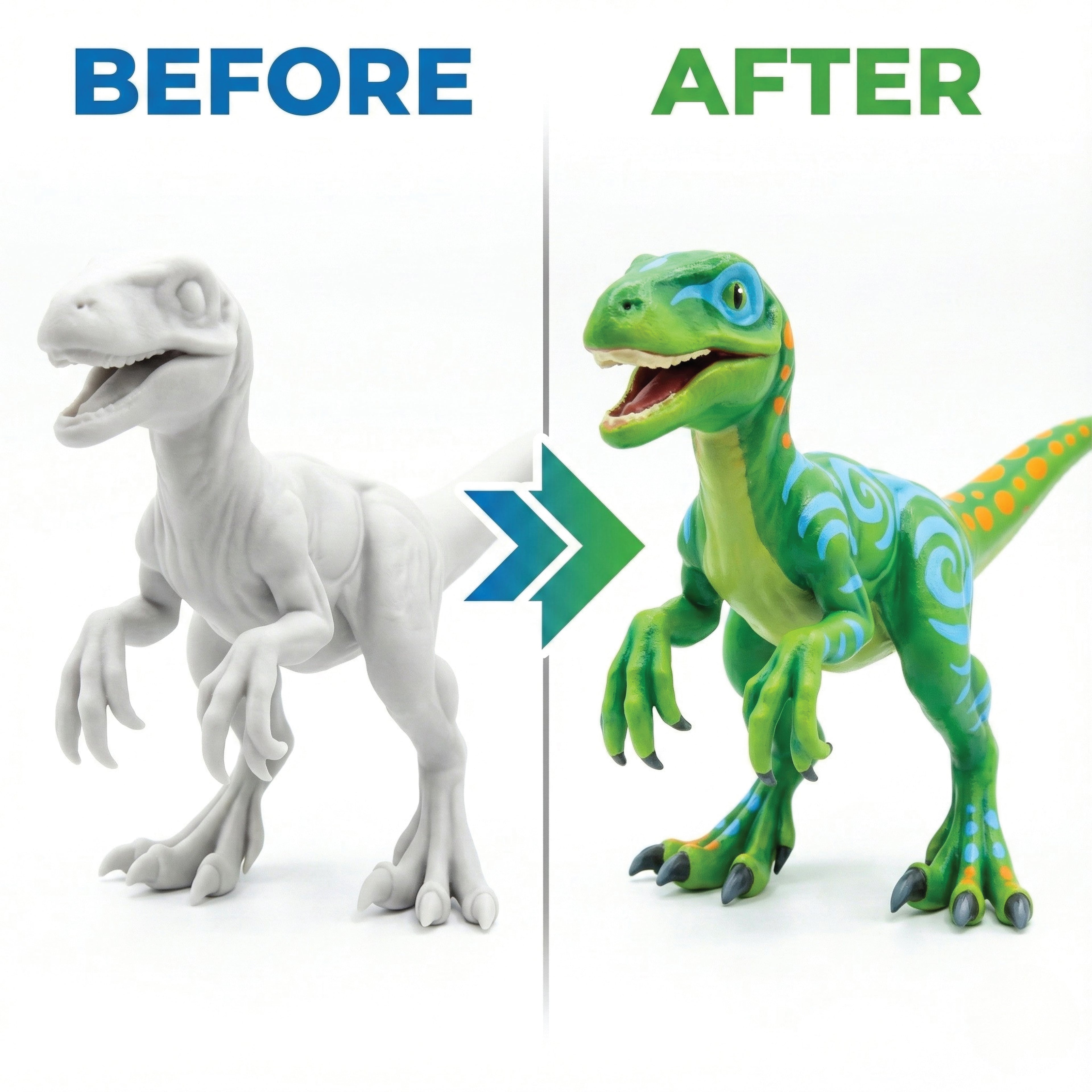 Unscroo DIY 3D Model Painting Kits - Dinosaurs - 3D Printed Art & Craft Hobby Gift for Kids, Teens & Adults - Return Gift Sets (Velpciraptor Single)