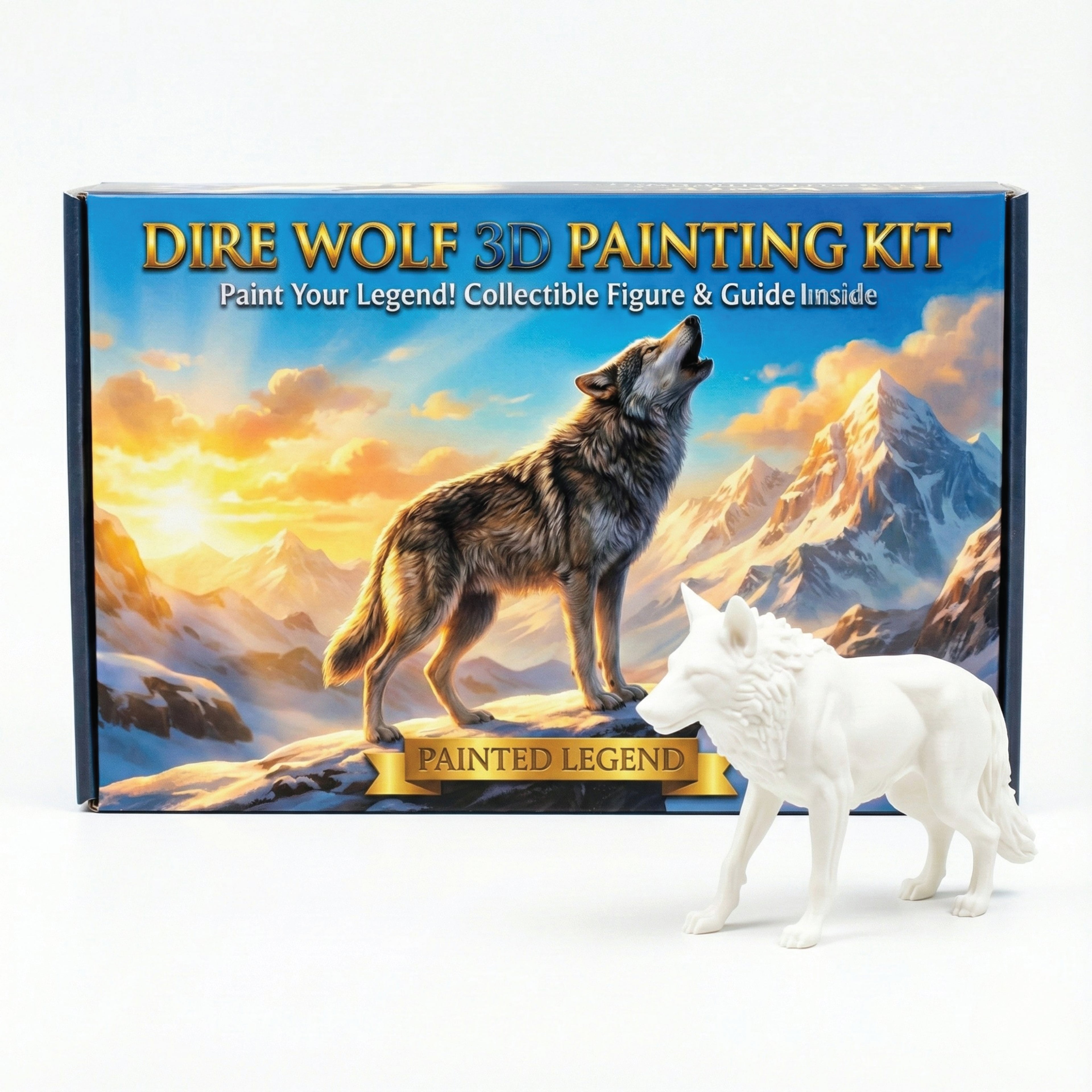 Unscroo DIY 3D Model Painting Kits - Ice Age Animals - 3D Printed Art & Craft Hobby Gift for Kids, Teens & Adults - Return Gift Sets (Dire Wolf Single)