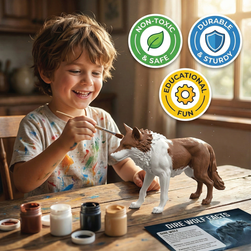 Unscroo DIY 3D Model Painting Kits - Ice Age Animals - 3D Printed Art & Craft Hobby Gift for Kids, Teens & Adults - Return Gift Sets (Dire Wolf Single)