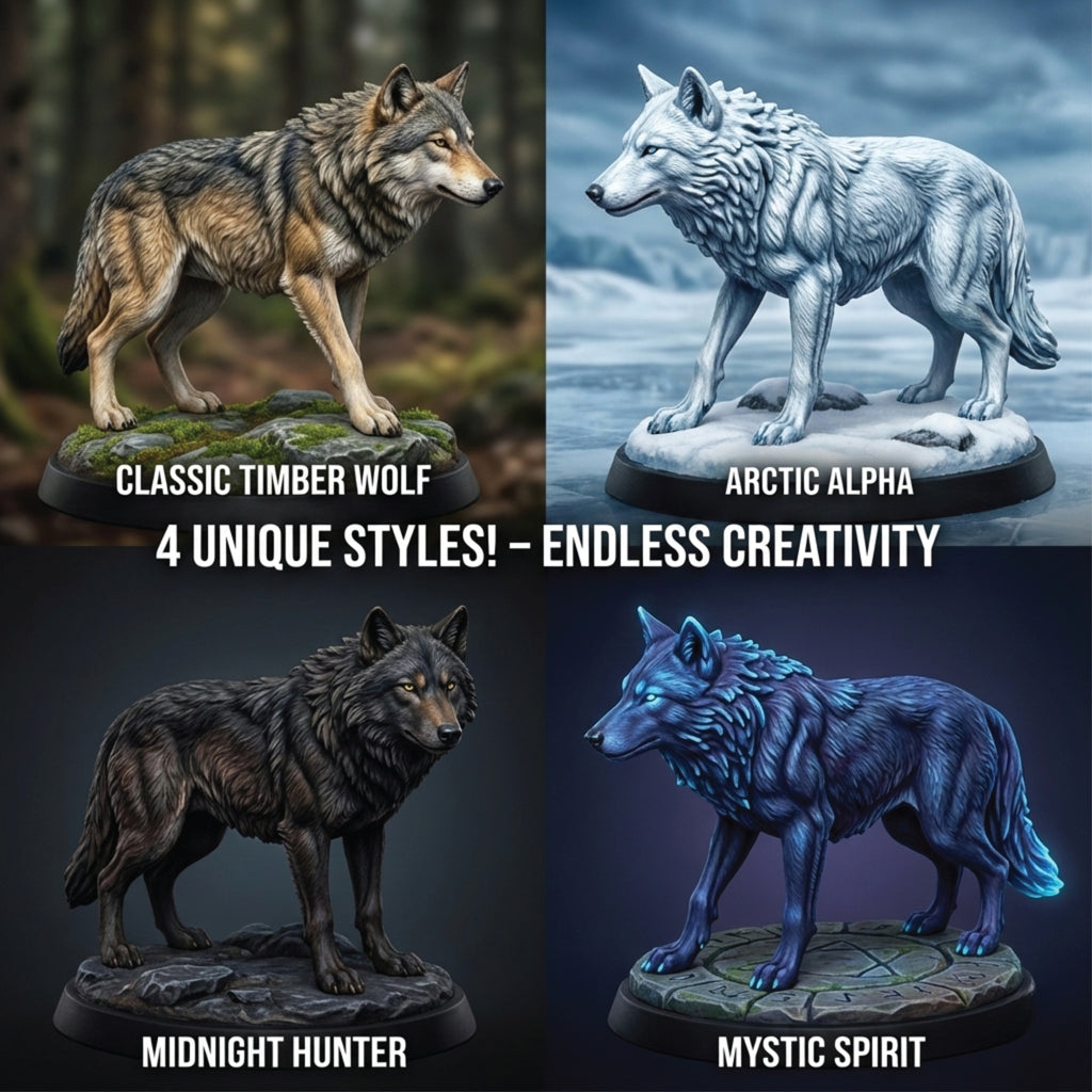 Unscroo DIY 3D Model Painting Kits - Ice Age Animals - 3D Printed Art & Craft Hobby Gift for Kids, Teens & Adults - Return Gift Sets (Dire Wolf Single)