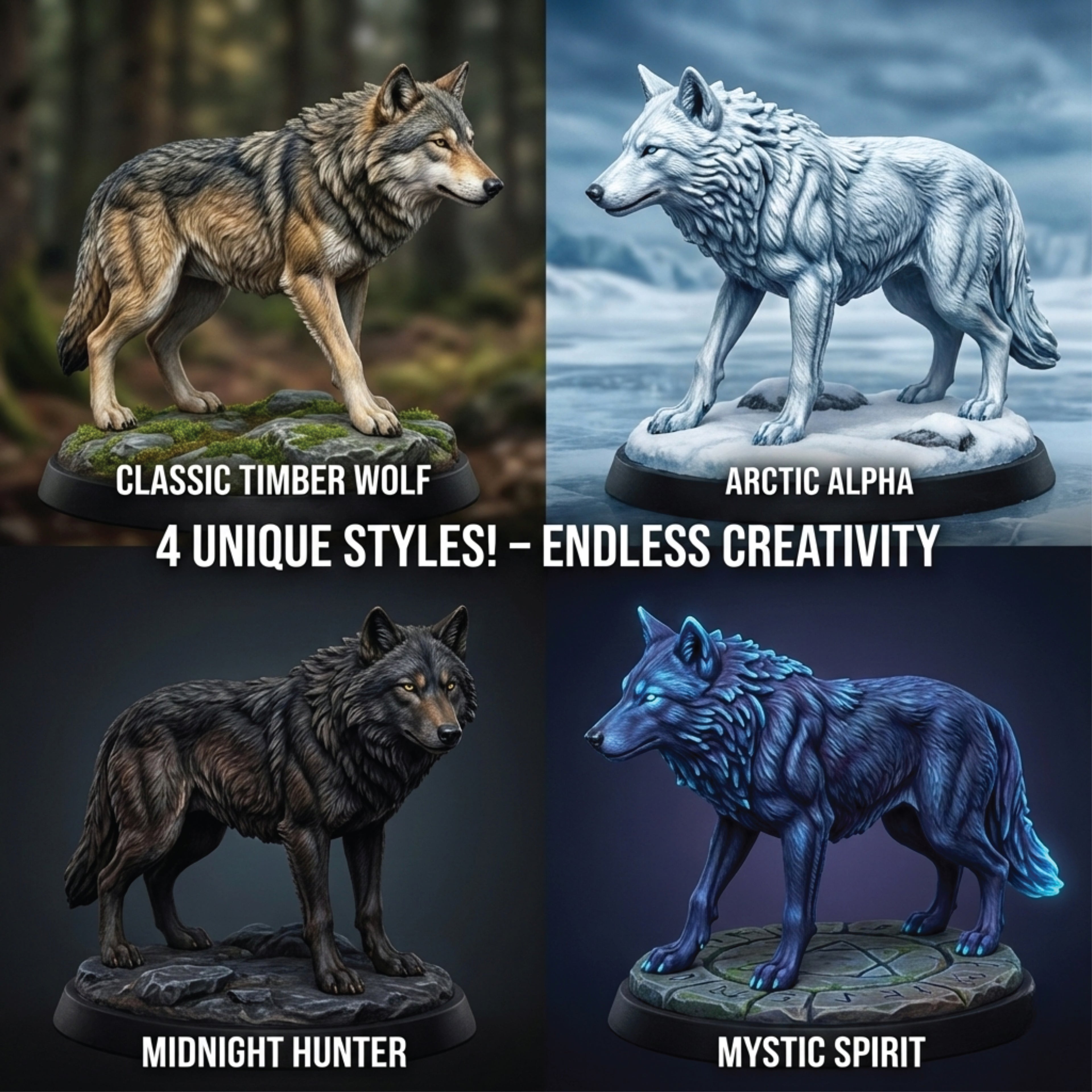 Unscroo DIY 3D Model Painting Kits - Ice Age Animals - 3D Printed Art & Craft Hobby Gift for Kids, Teens & Adults - Return Gift Sets (Dire Wolf Single)