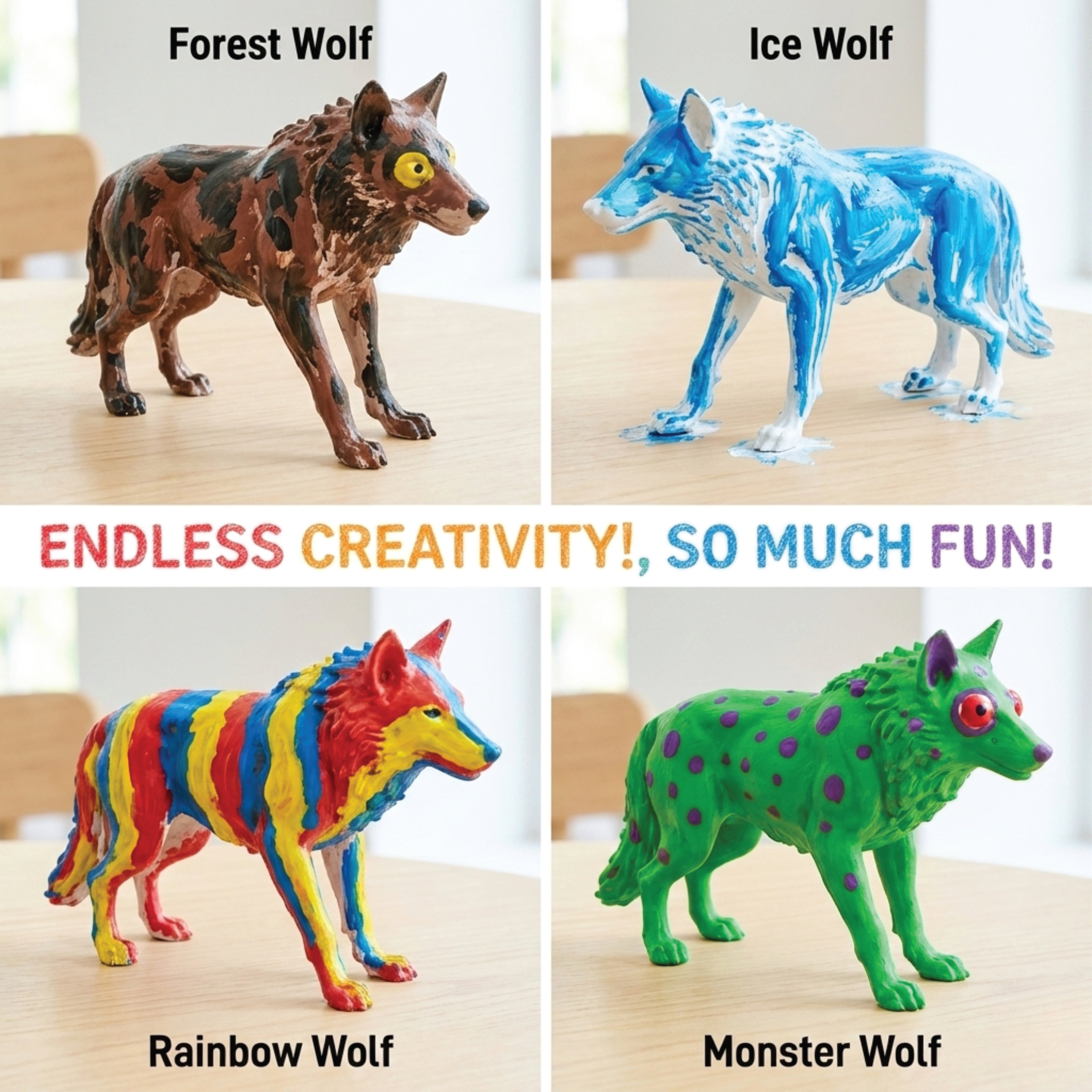 Unscroo DIY 3D Model Painting Kits - Ice Age Animals - 3D Printed Art & Craft Hobby Gift for Kids, Teens & Adults - Return Gift Sets (Dire Wolf Single)