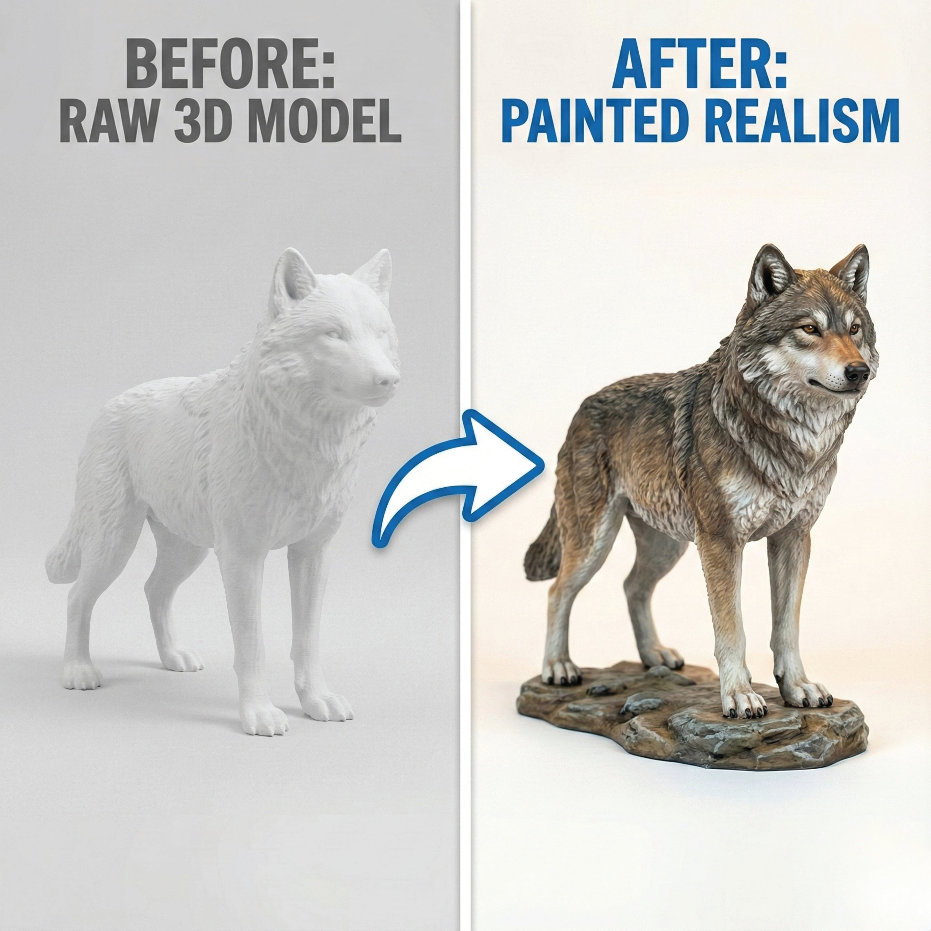 Unscroo DIY 3D Model Painting Kits - Ice Age Animals - 3D Printed Art & Craft Hobby Gift for Kids, Teens & Adults - Return Gift Sets (Dire Wolf Single)