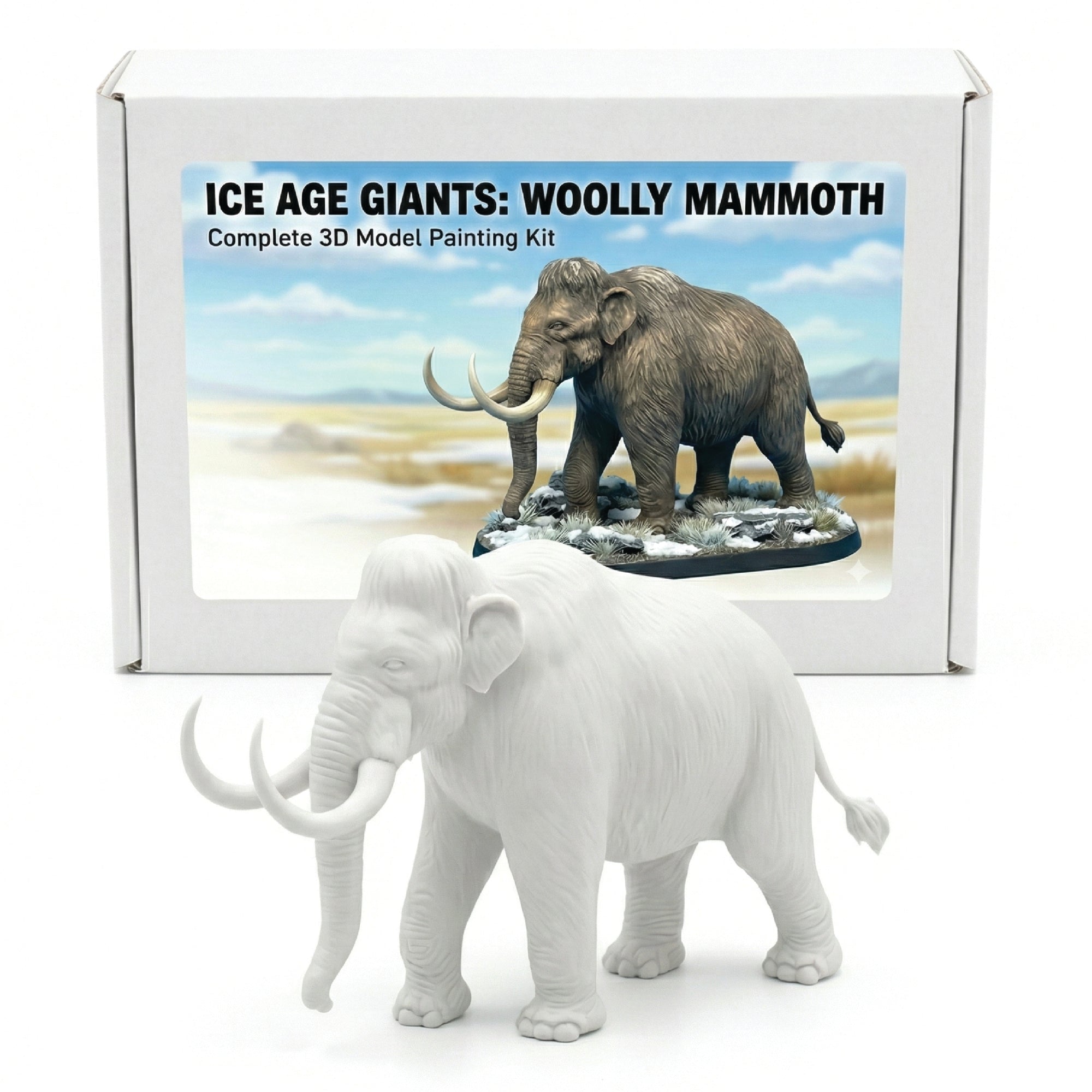 Unscroo DIY 3D Model Painting Kits - Ice Age Animals - 3D Printed Art & Craft Hobby Gift for Kids, Teens & Adults - Return Gift Sets (Woolly Mammoth Single)