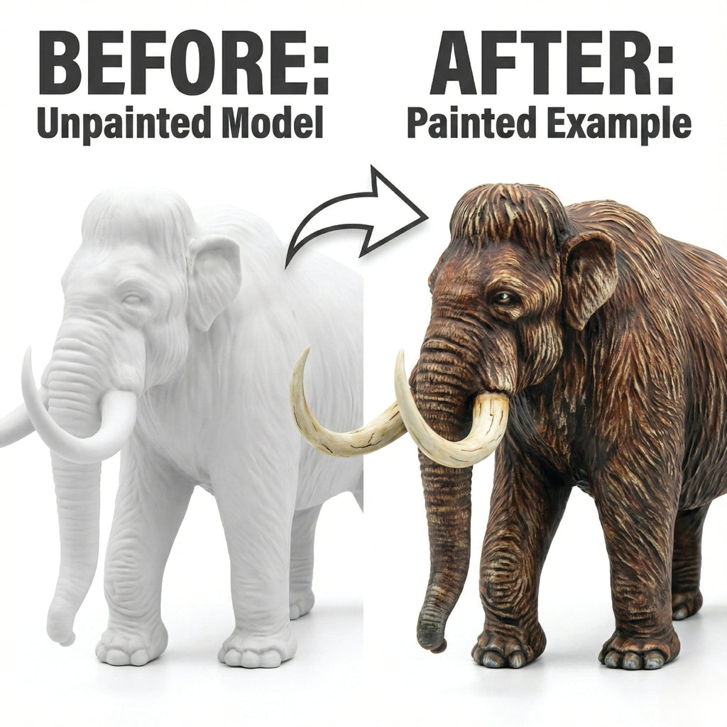 Unscroo DIY 3D Model Painting Kits - Ice Age Animals - 3D Printed Art & Craft Hobby Gift for Kids, Teens & Adults - Return Gift Sets (Woolly Mammoth Single)