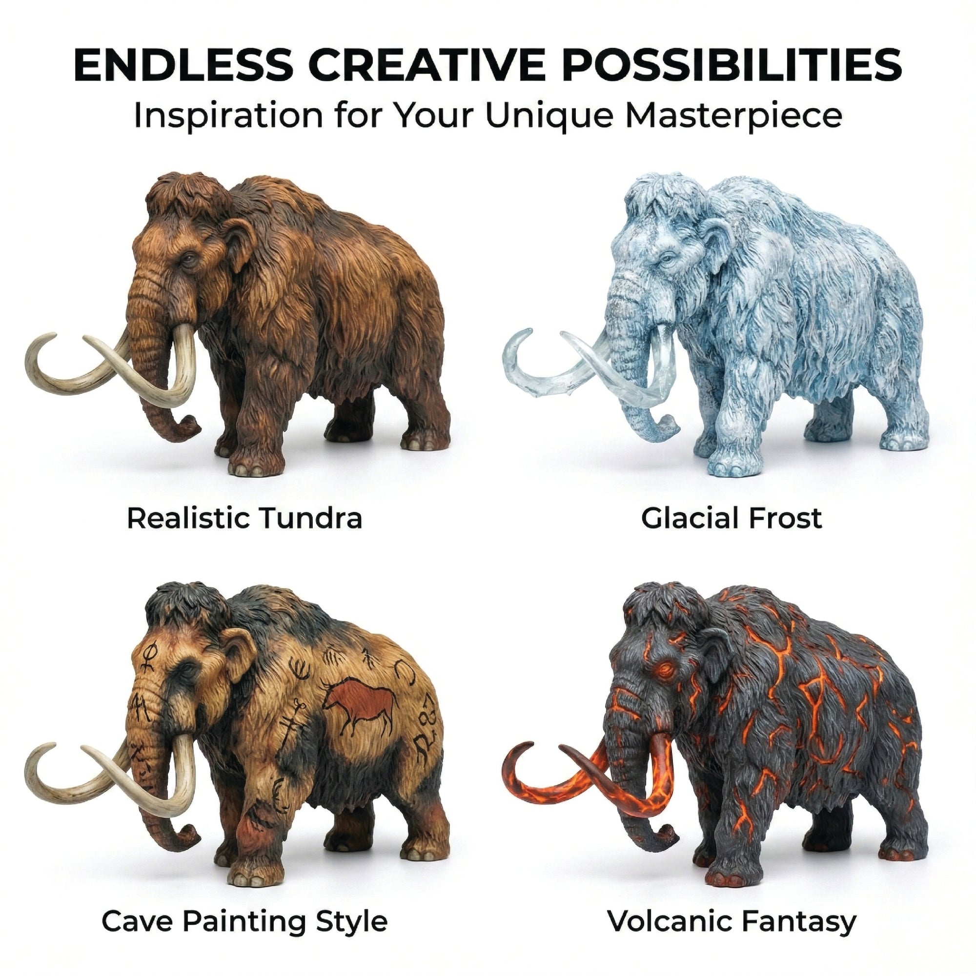 Unscroo DIY 3D Model Painting Kits - Ice Age Animals - 3D Printed Art & Craft Hobby Gift for Kids, Teens & Adults - Return Gift Sets (Woolly Mammoth Single)