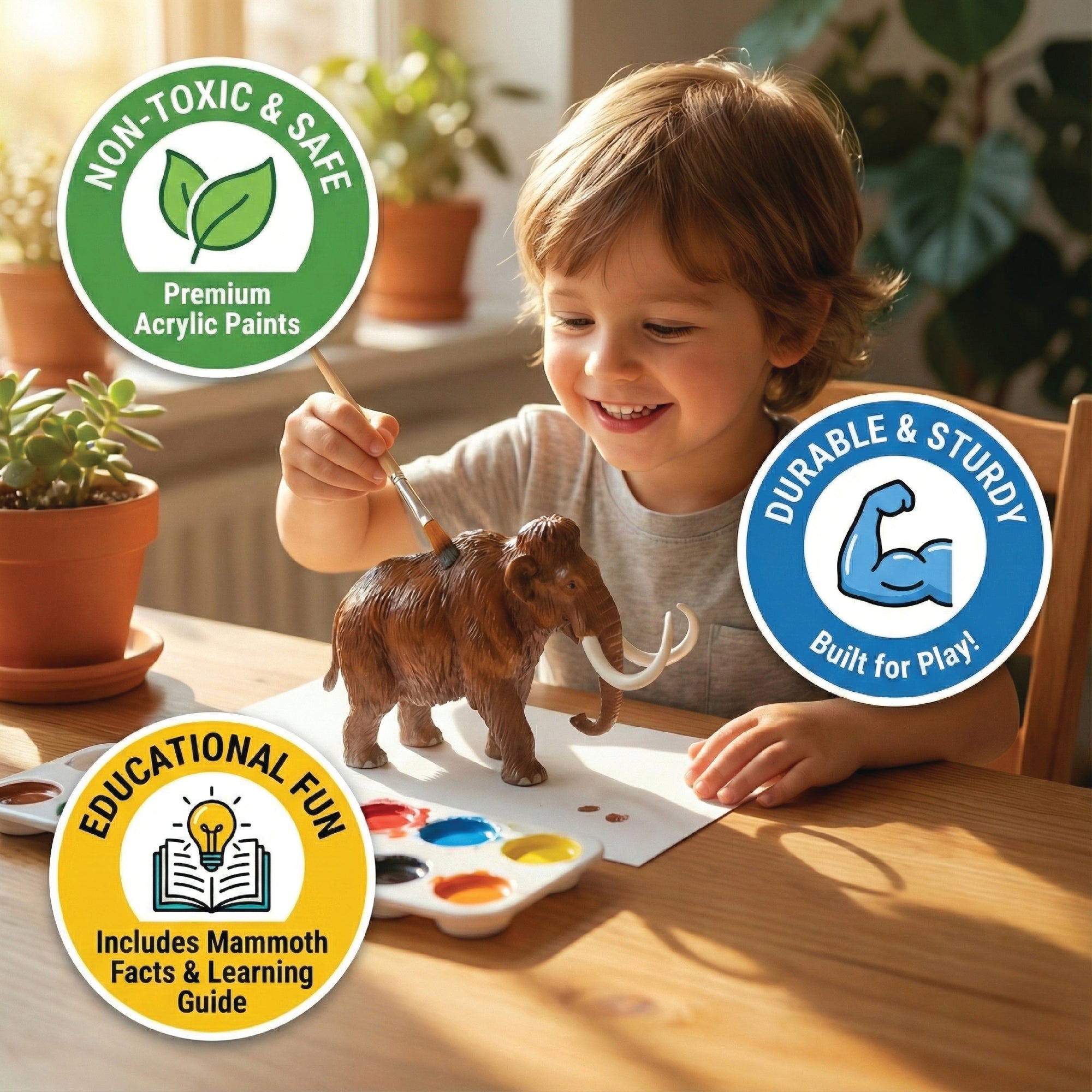 Unscroo DIY 3D Model Painting Kits - Ice Age Animals - 3D Printed Art & Craft Hobby Gift for Kids, Teens & Adults - Return Gift Sets (Woolly Mammoth Single)