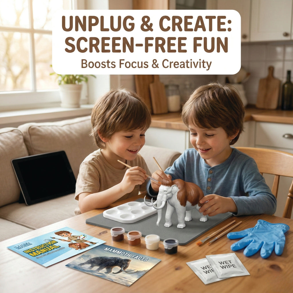 Unscroo DIY 3D Model Painting Kits - Ice Age Animals - 3D Printed Art & Craft Hobby Gift for Kids, Teens & Adults - Return Gift Sets (Woolly Mammoth Single)