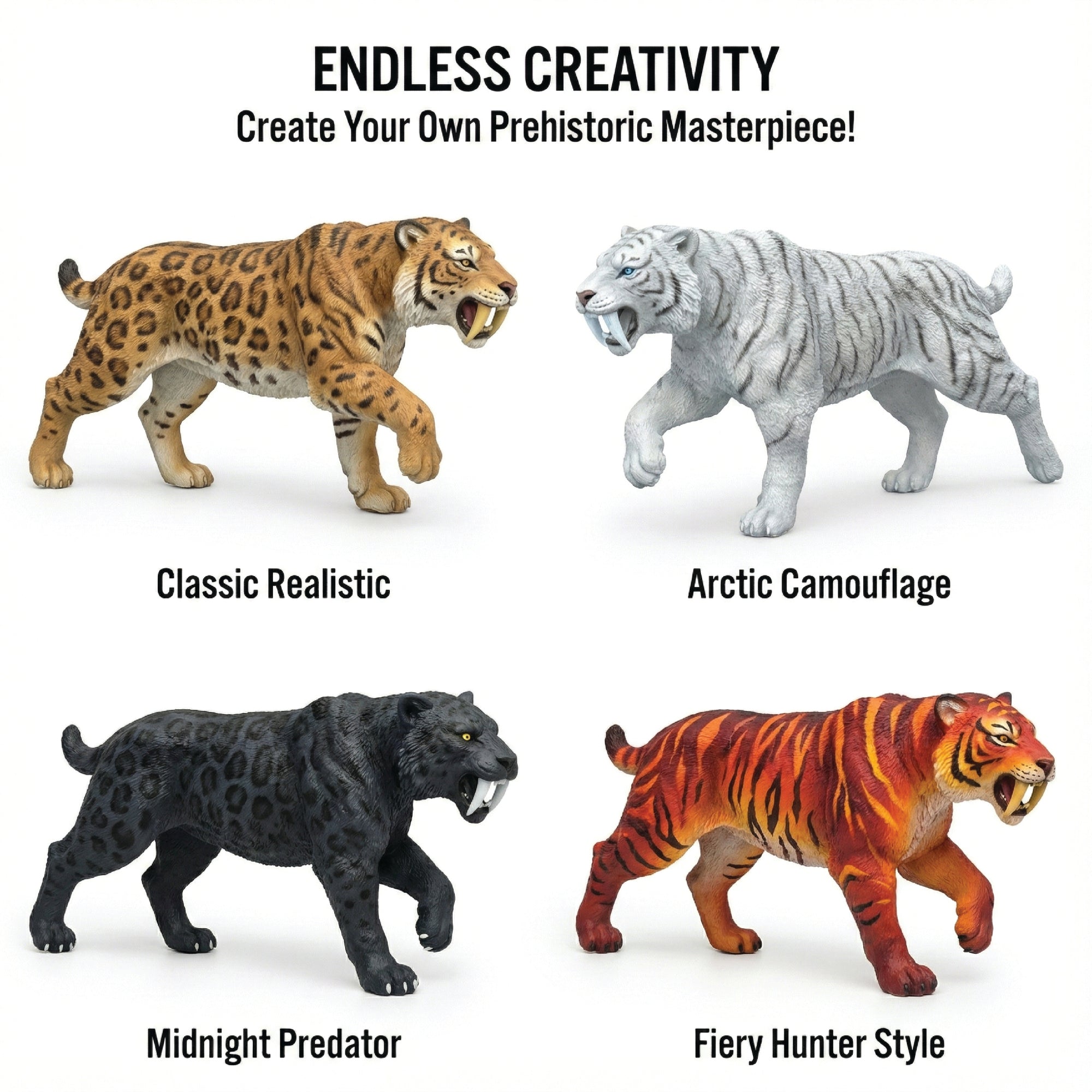 Unscroo DIY 3D Model Painting Kits - Ice Age Animals - 3D Printed Art & Craft Hobby Gift for Kids, Teens & Adults - Return Gift Sets (Saber-Tooth Tiger Single)