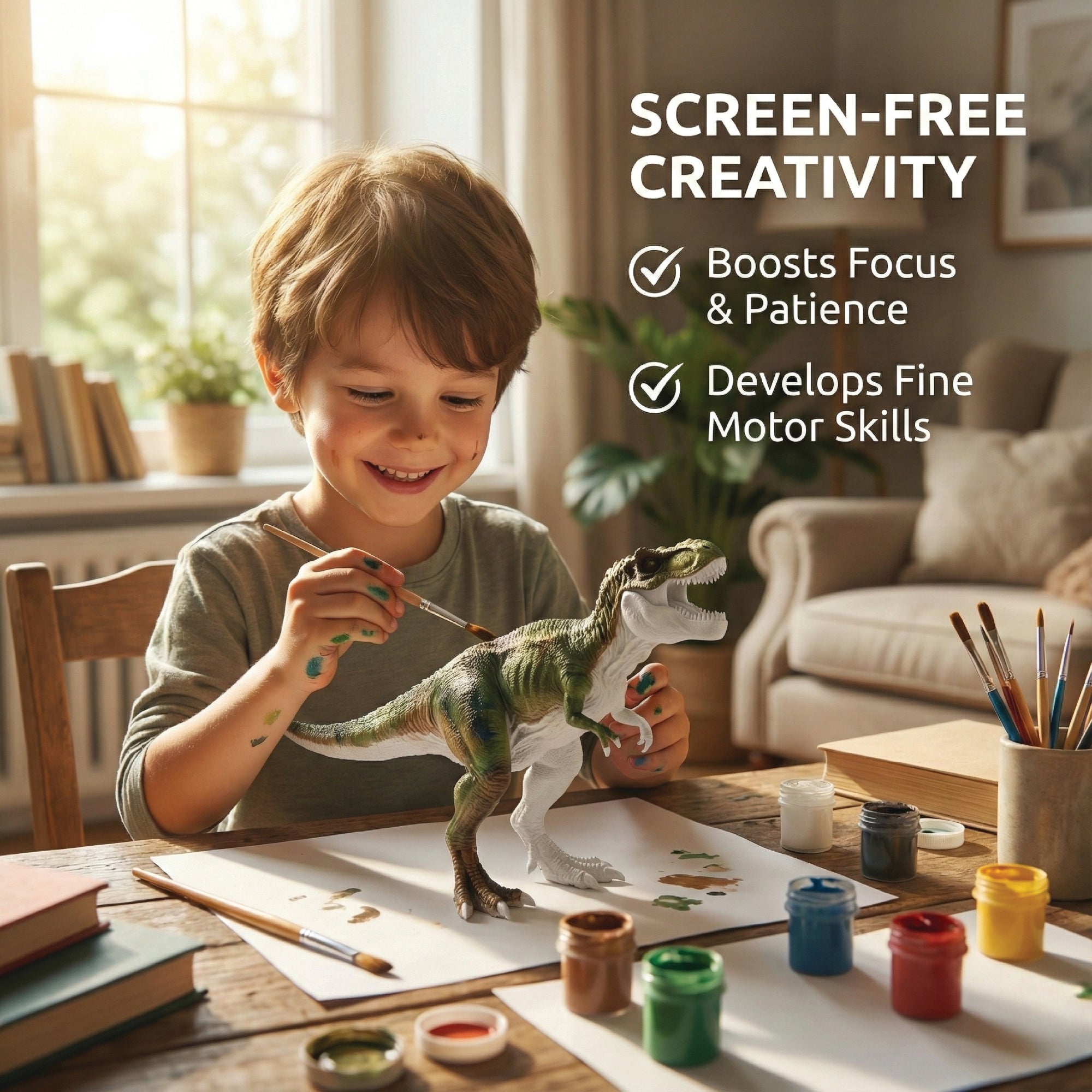 Unscroo DIY 3D Model Painting Kits - Dinosaurs - 3D Printed Art & Craft Hobby Gift for Kids, Teens & Adults - Return Gift Sets (T-Rex Single)