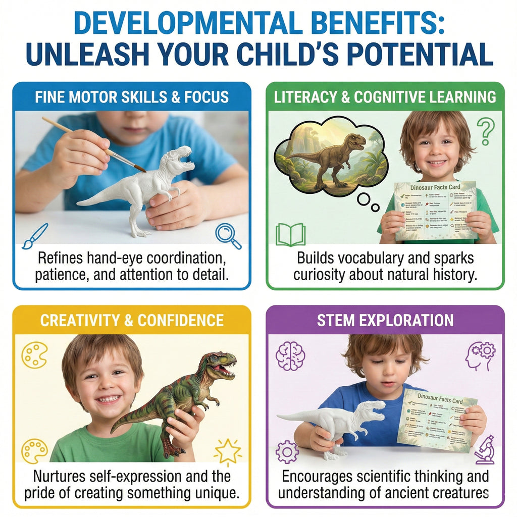 Unscroo DIY 3D Model Painting Kits - Dinosaurs - 3D Printed Art & Craft Hobby Gift for Kids, Teens & Adults - Return Gift Sets (T-Rex Single)